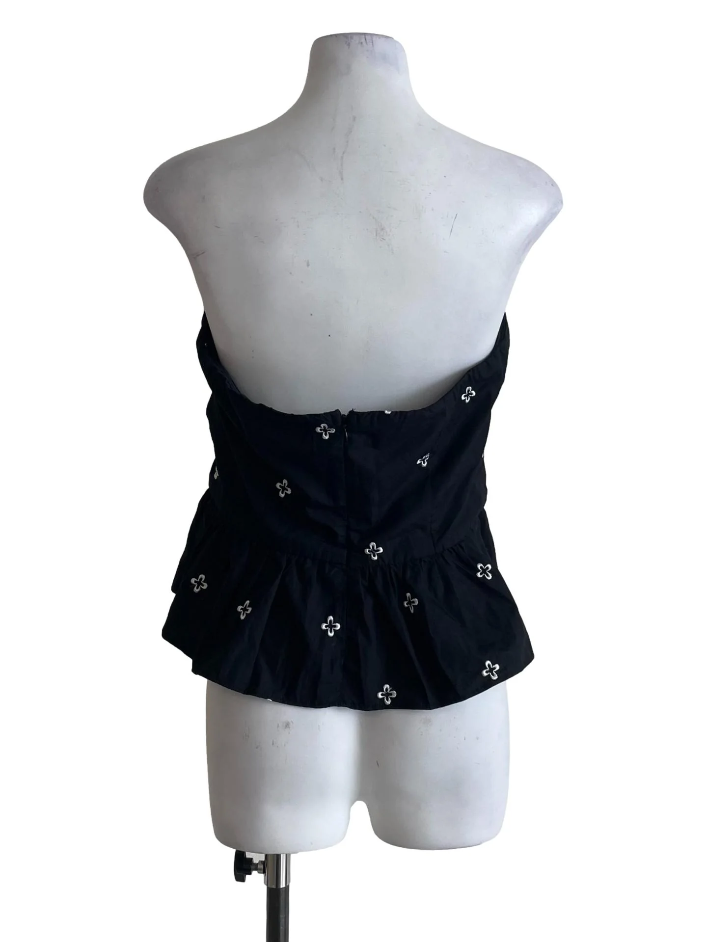 Black Floral Strapless Top - Image 2