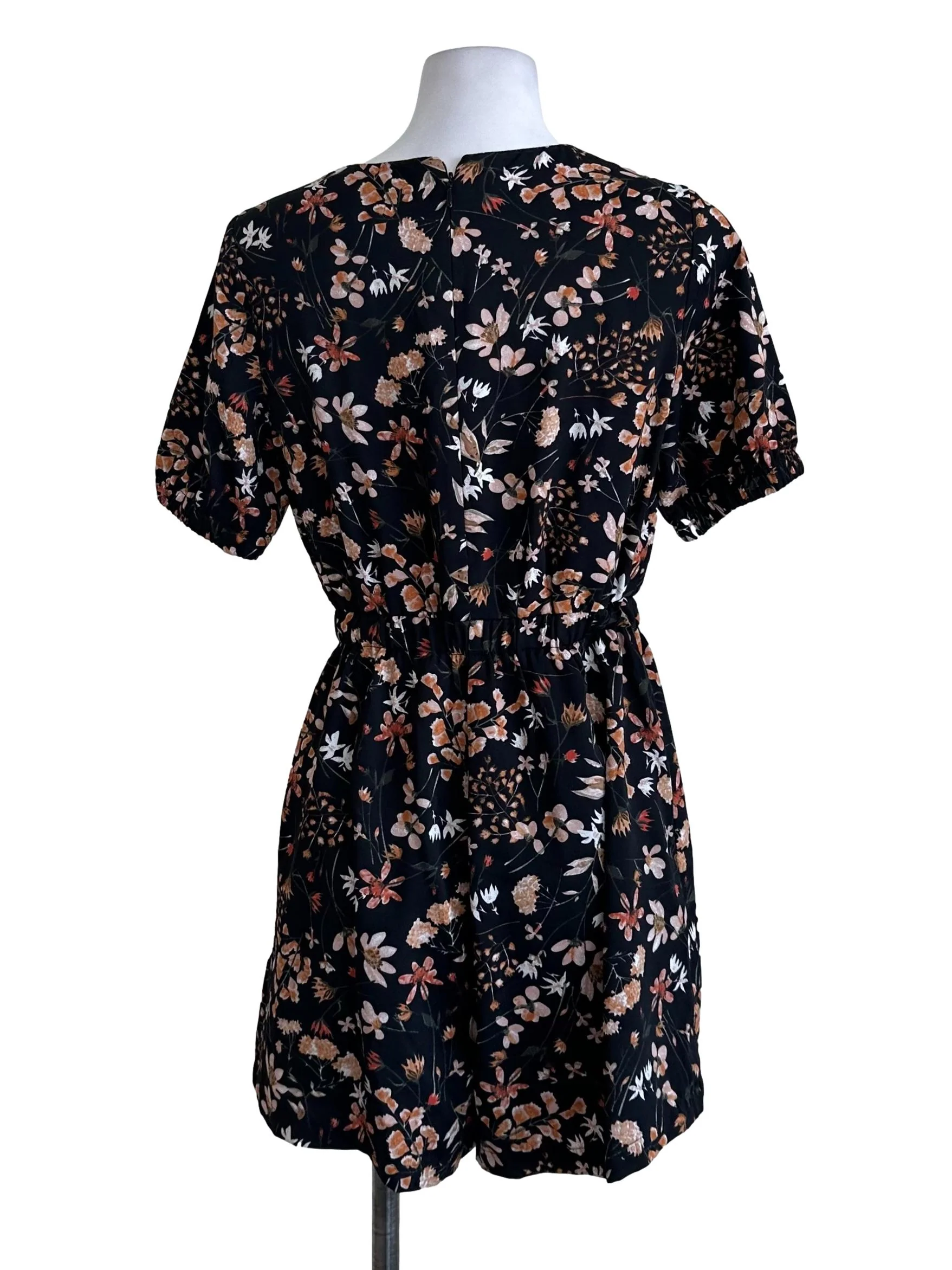 Black Floral V Neck Rompers - Image 2