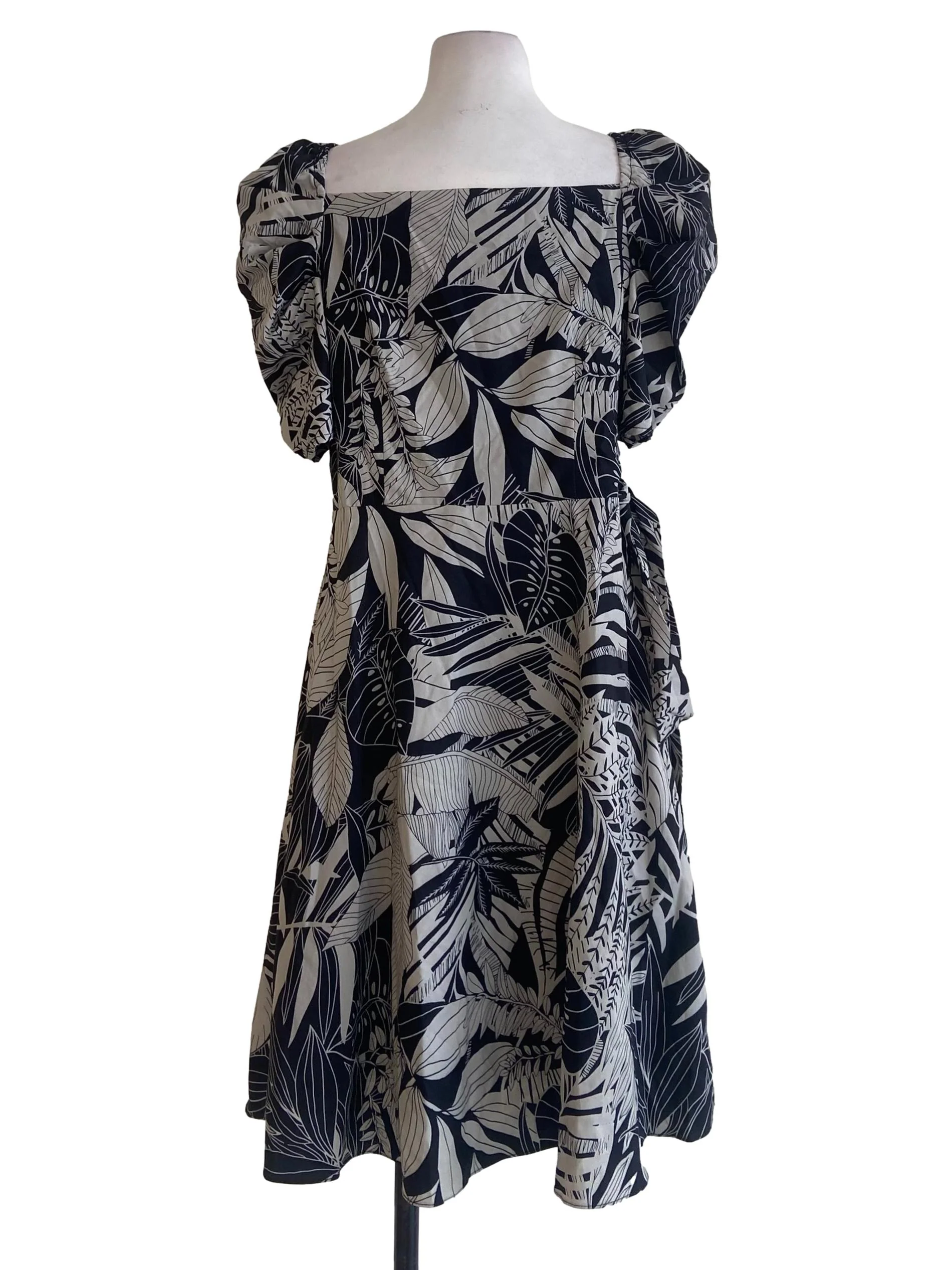 Black Floral V Neck Wrap Dress - Image 2
