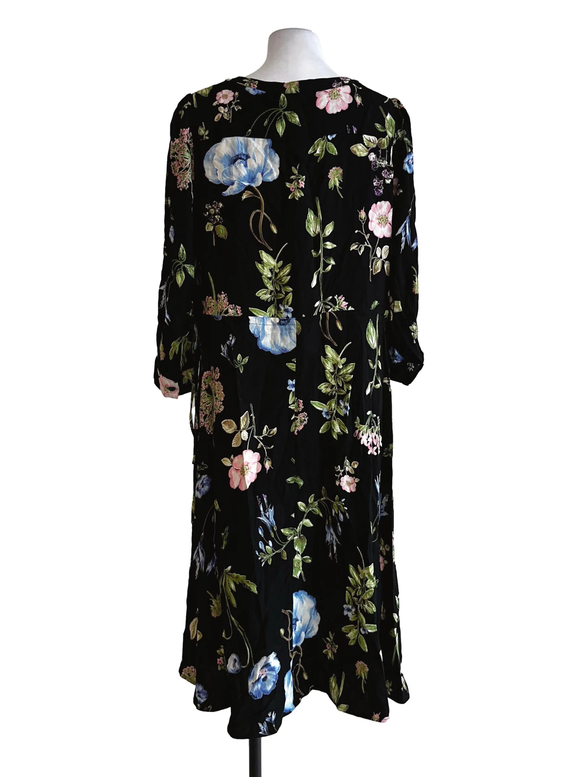 Black Flower Pattern Midi Dress - Image 2