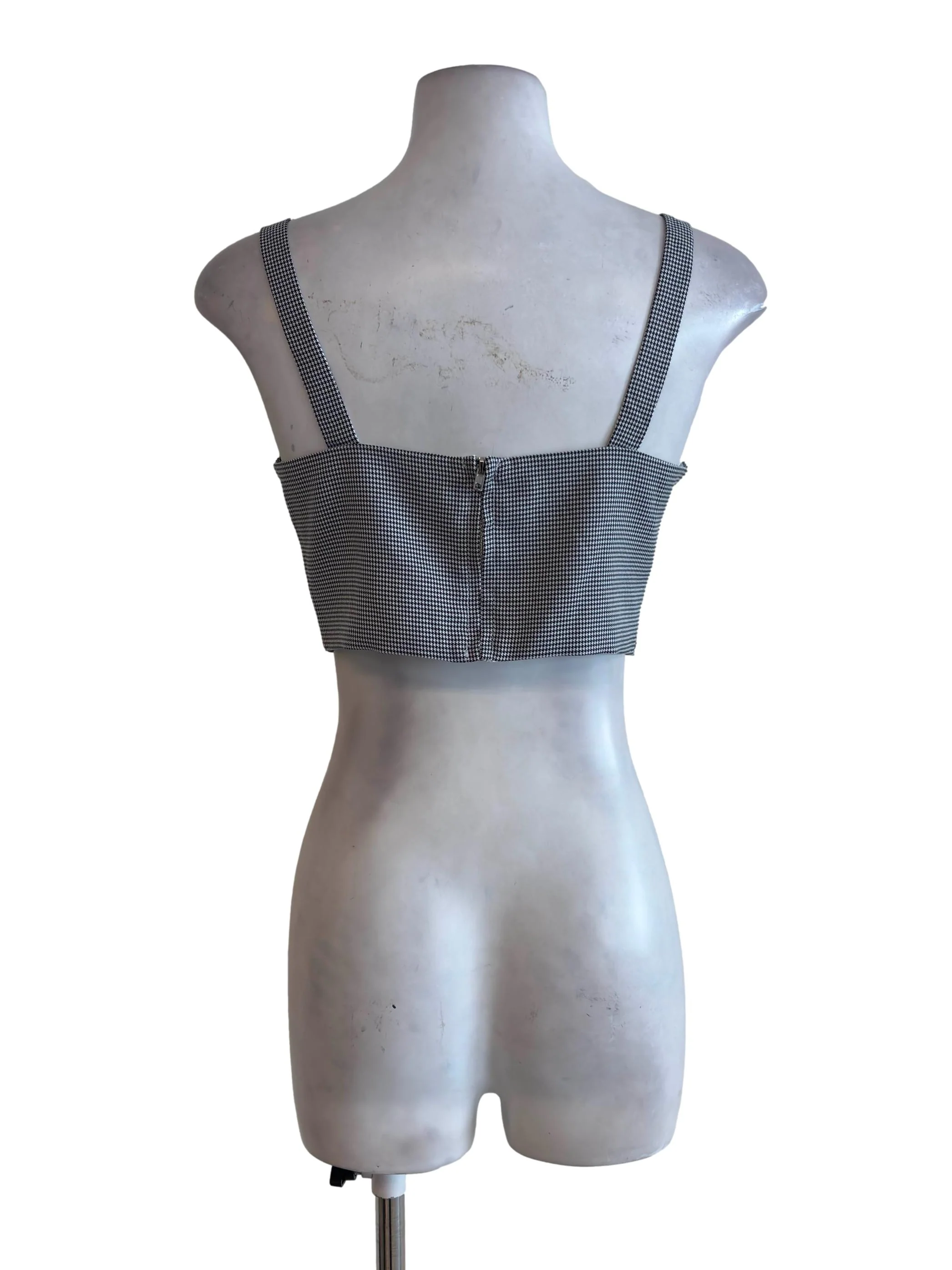 Black Gingham Cropped Top - Image 2