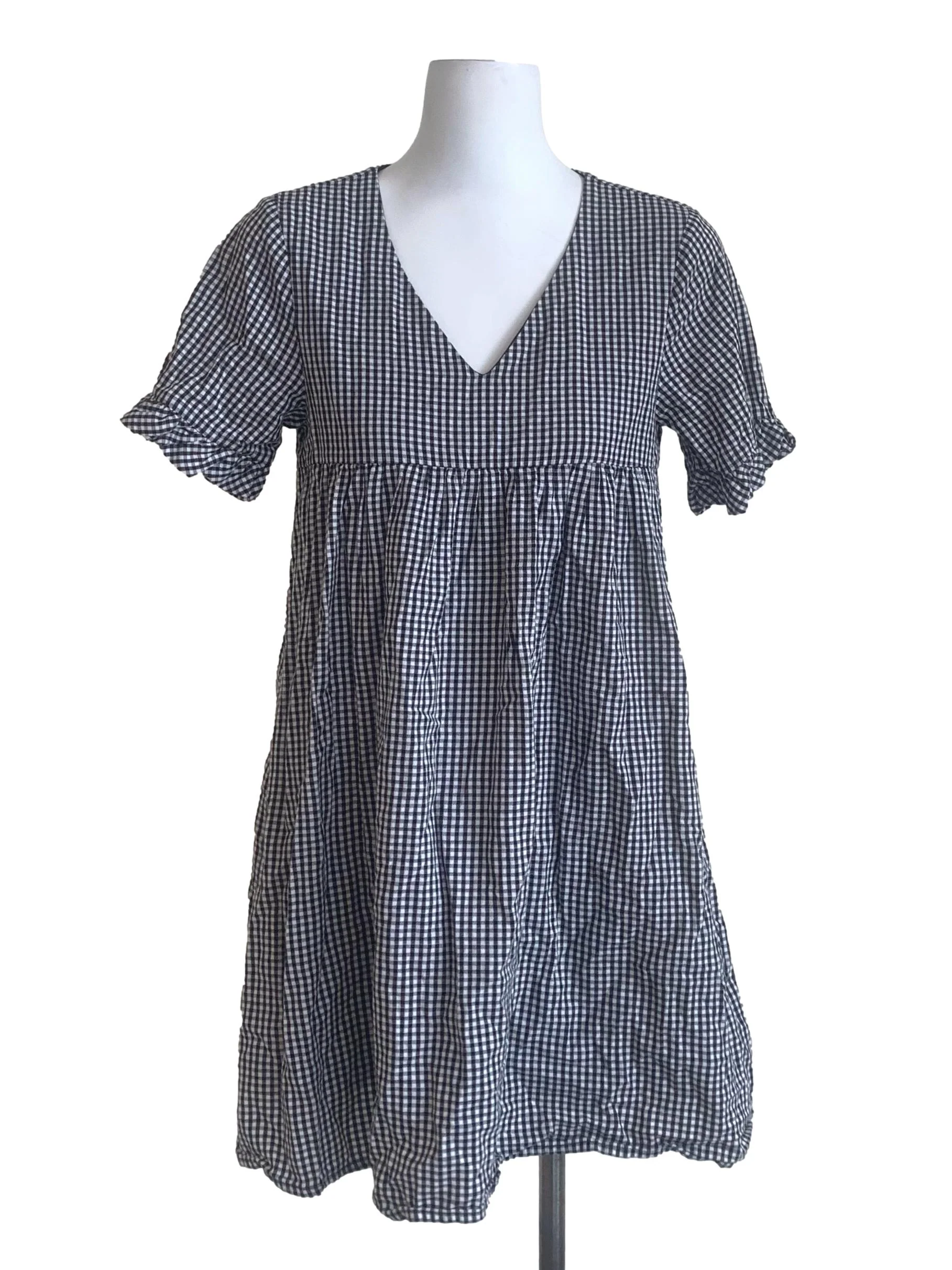 Black Gingham Pattern Dress