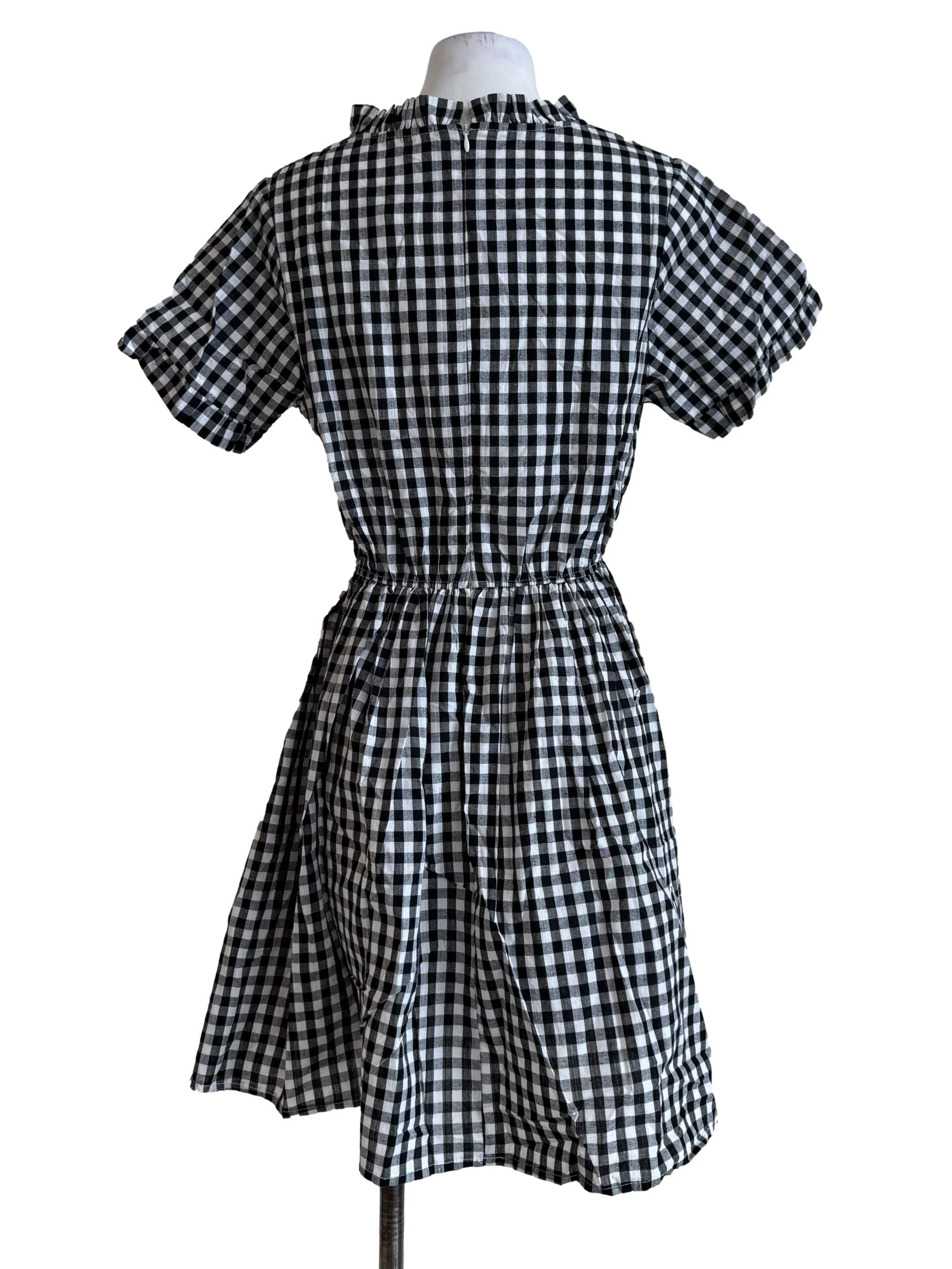 Black Gingham Short Sleeve Dress - Image 2