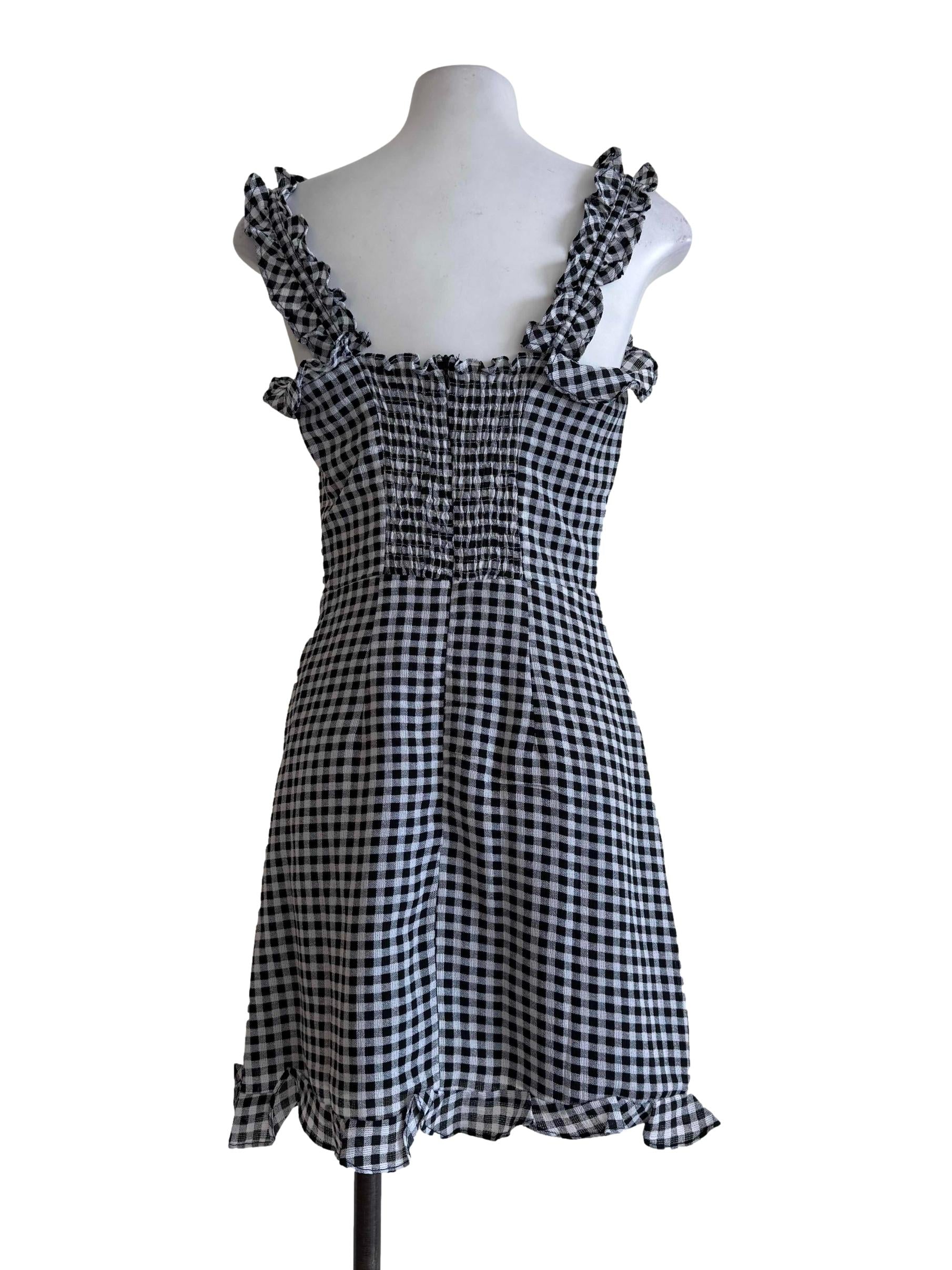 Black Gingham Sweetheart Dress - Image 2