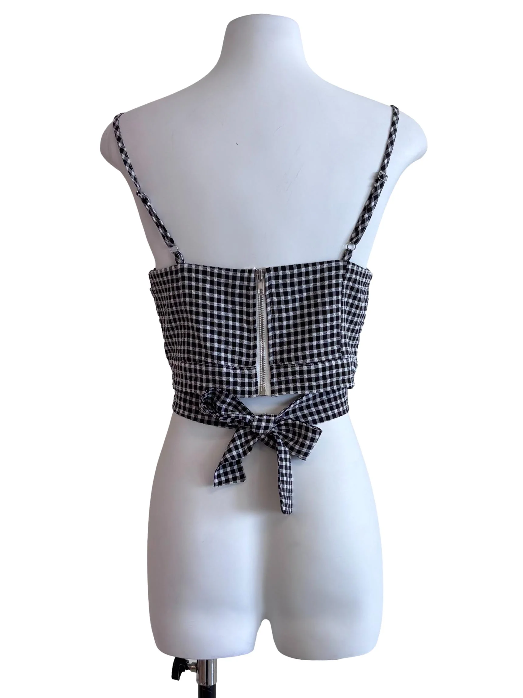 Black Gingham Sweetheart Wrap Top - Image 2