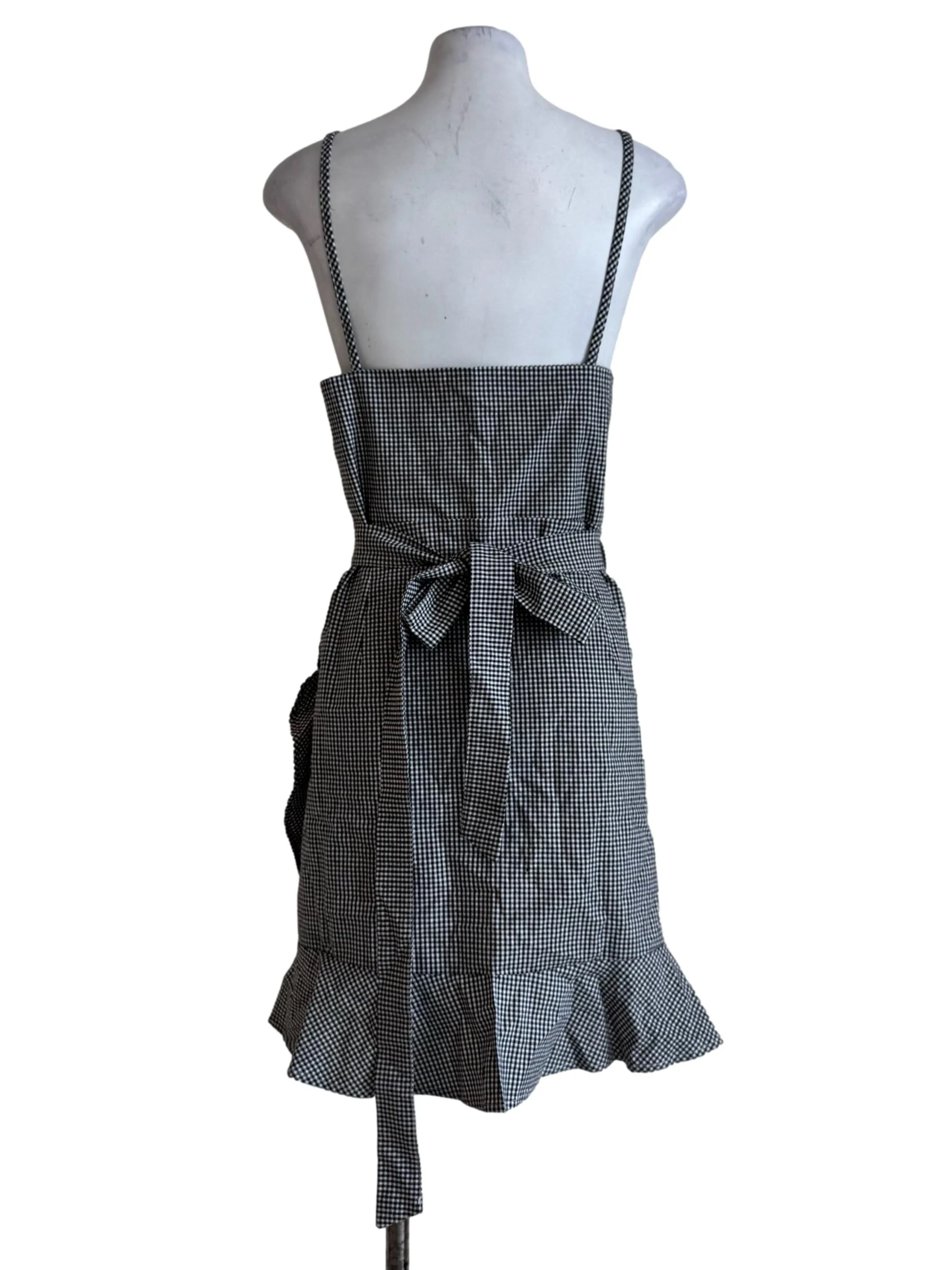 Black Gingham Wrap Dress - Image 2