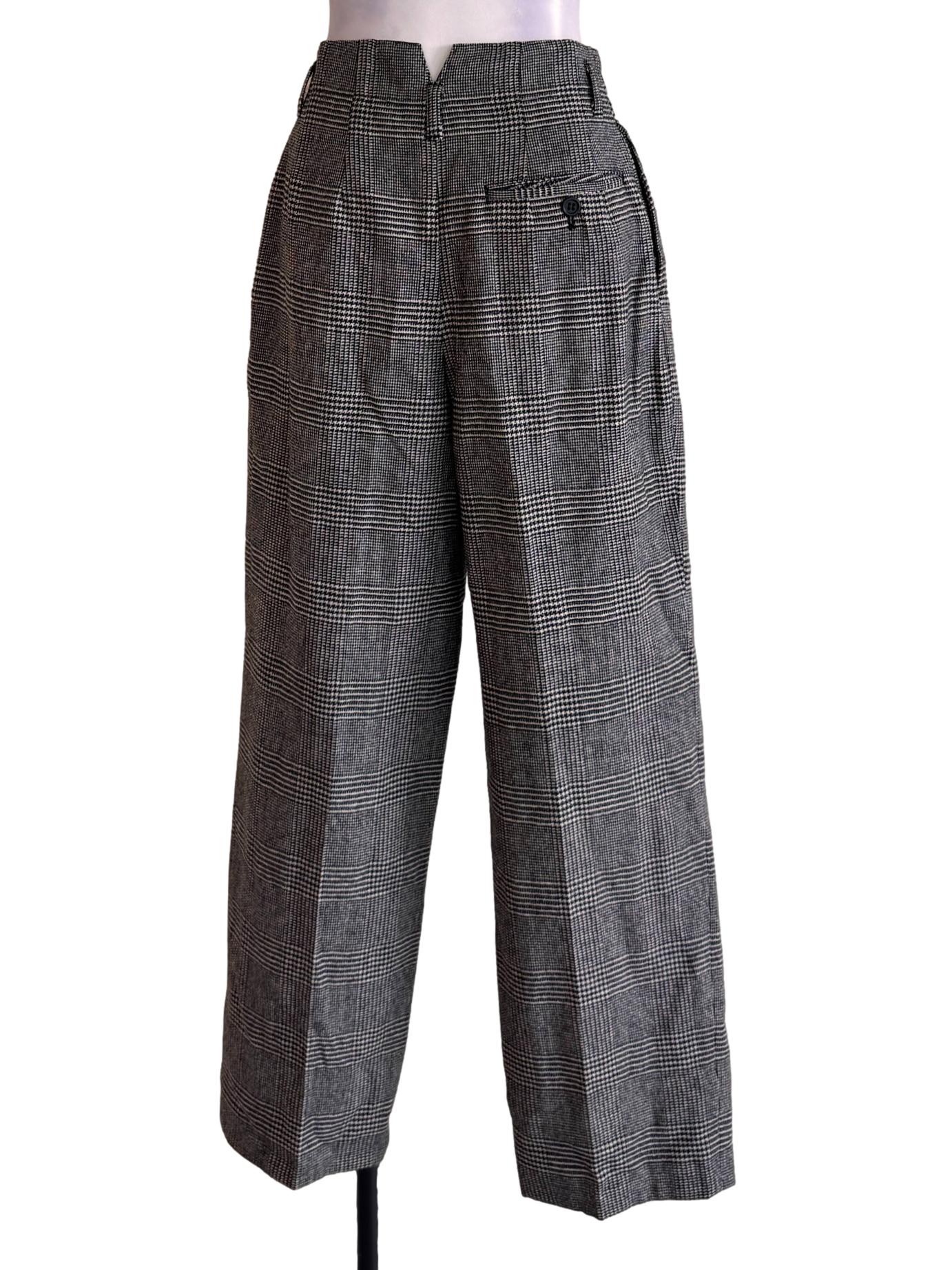 Black Glen Check Textured Pants - Image 2