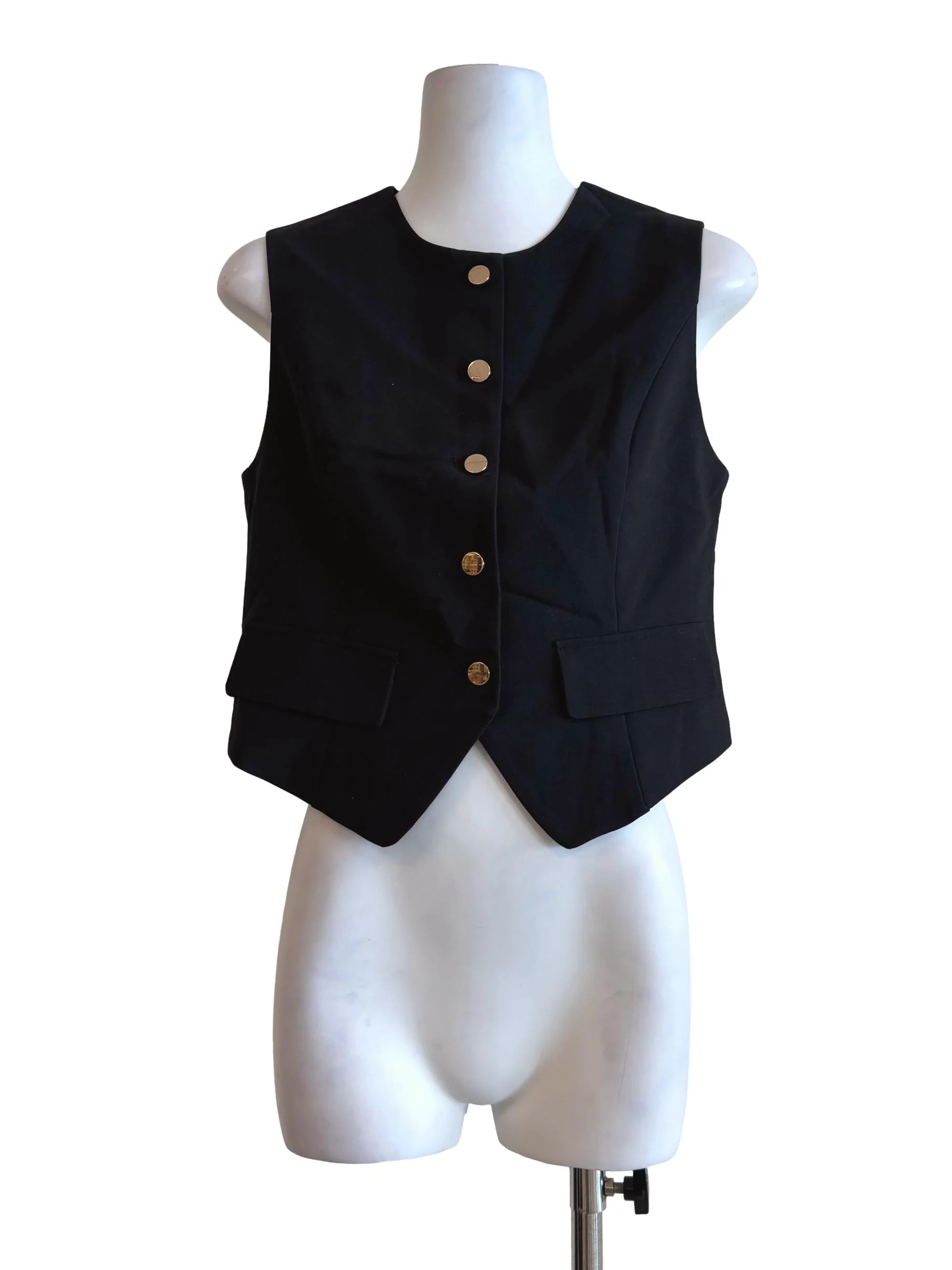 Black Gold Button Vest Top