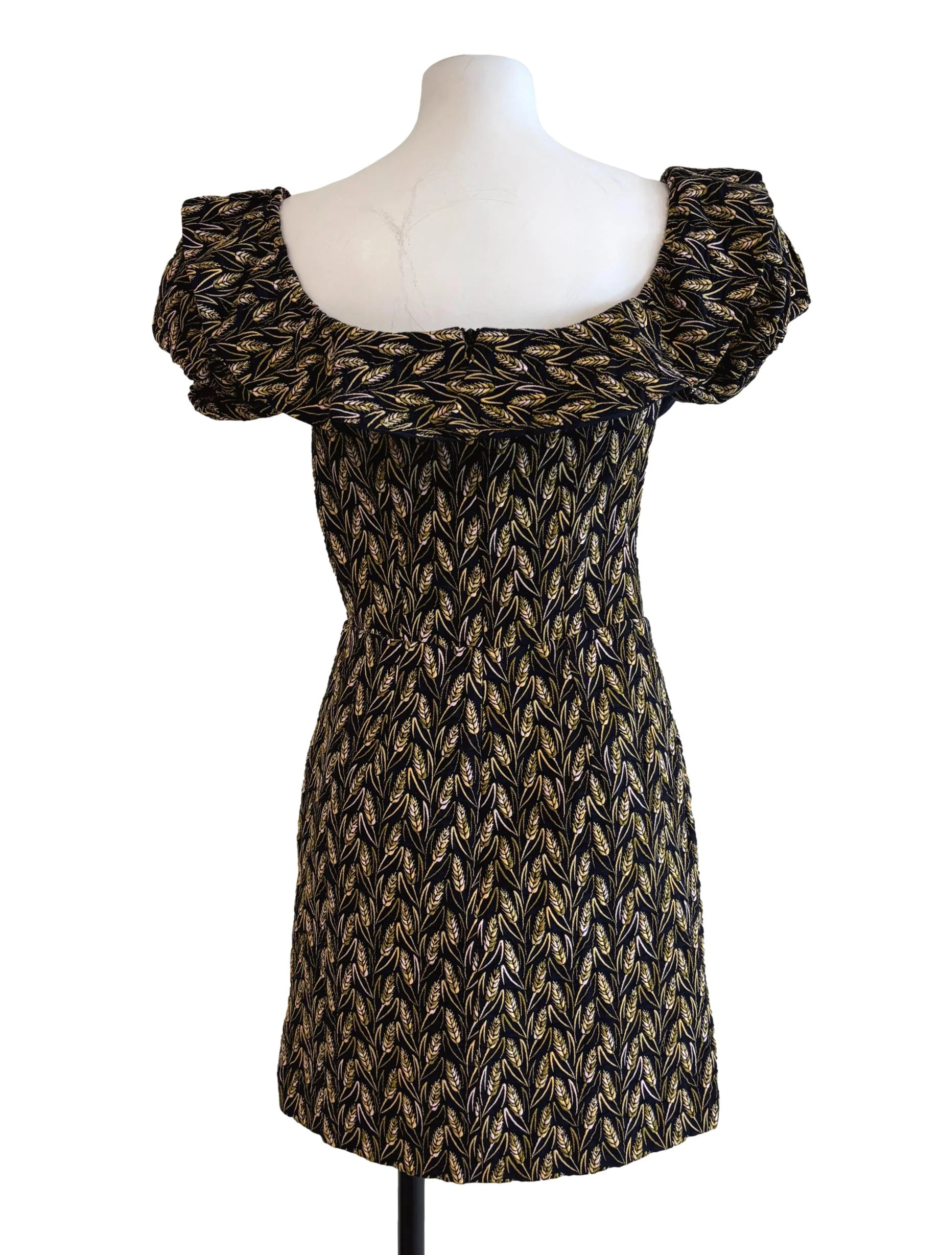 Black Gold Yellow Embroidered Mini Dress - Image 2