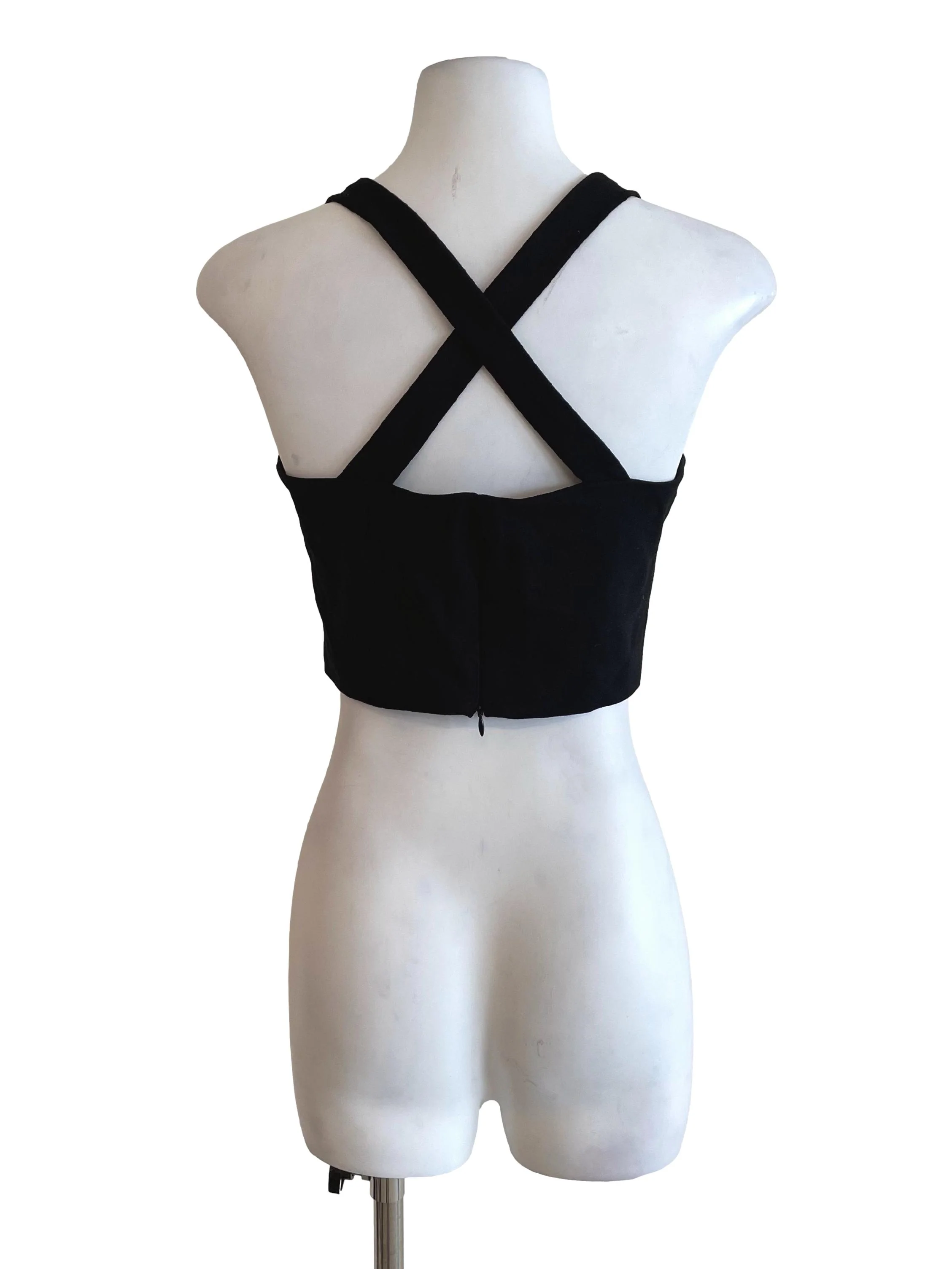 Black Halter Neck Crop Top - Image 2