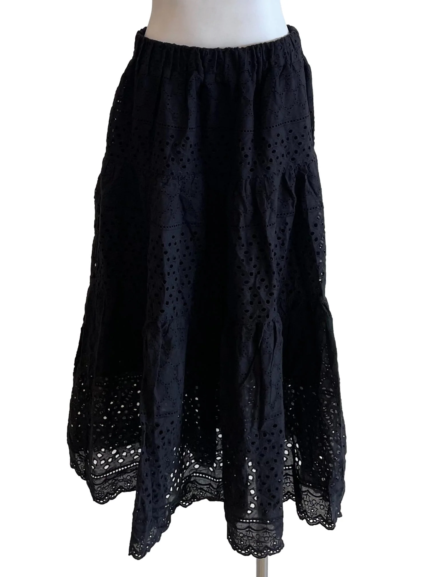 Black Hollow Tiered Skirt