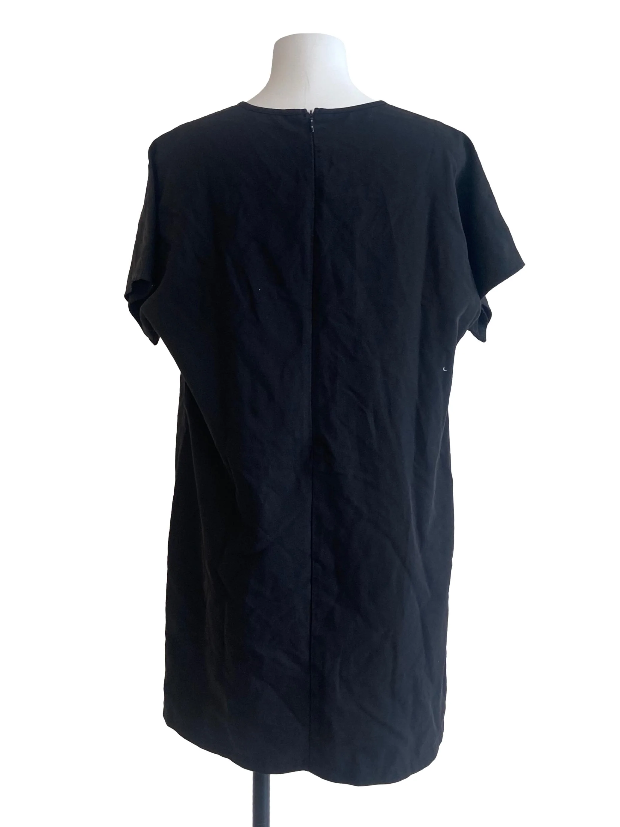 Black Jewel Neck Batwing Sleeves Dress - Image 2