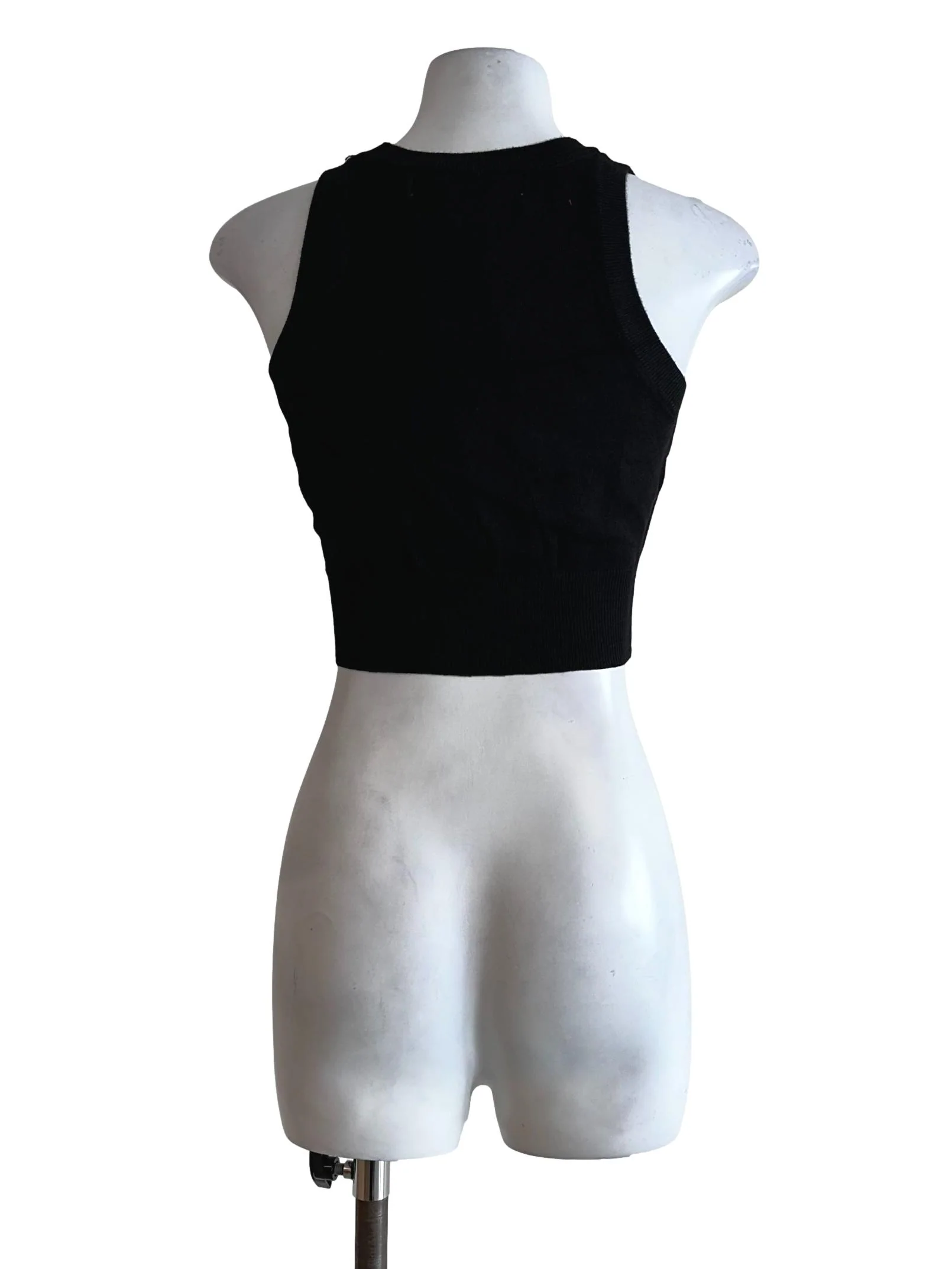 Black Jewel Neck Sleeveless Top - Image 2