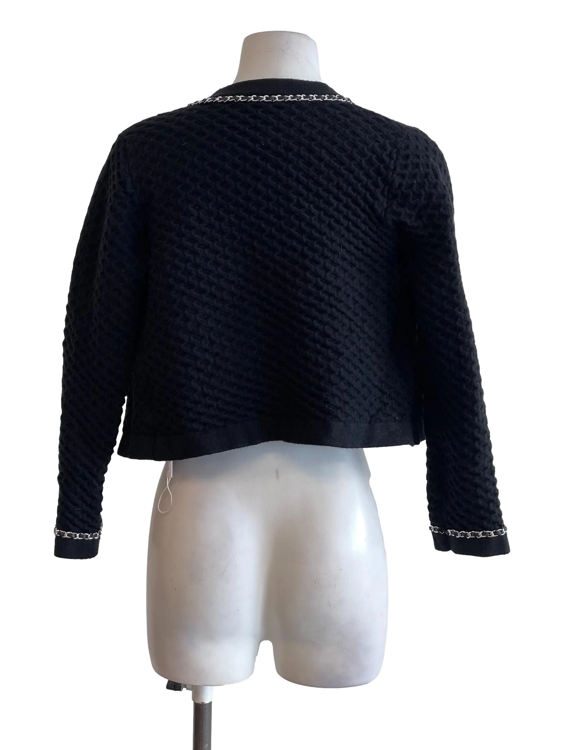 Black Knit Chained Cardigan - Image 2