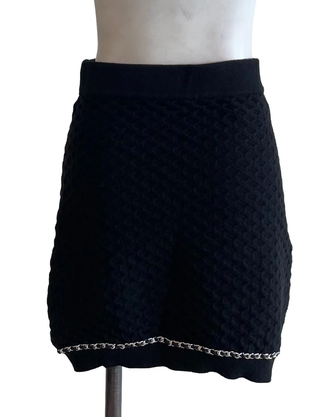 Black Knit Chained Skirt - Image 2