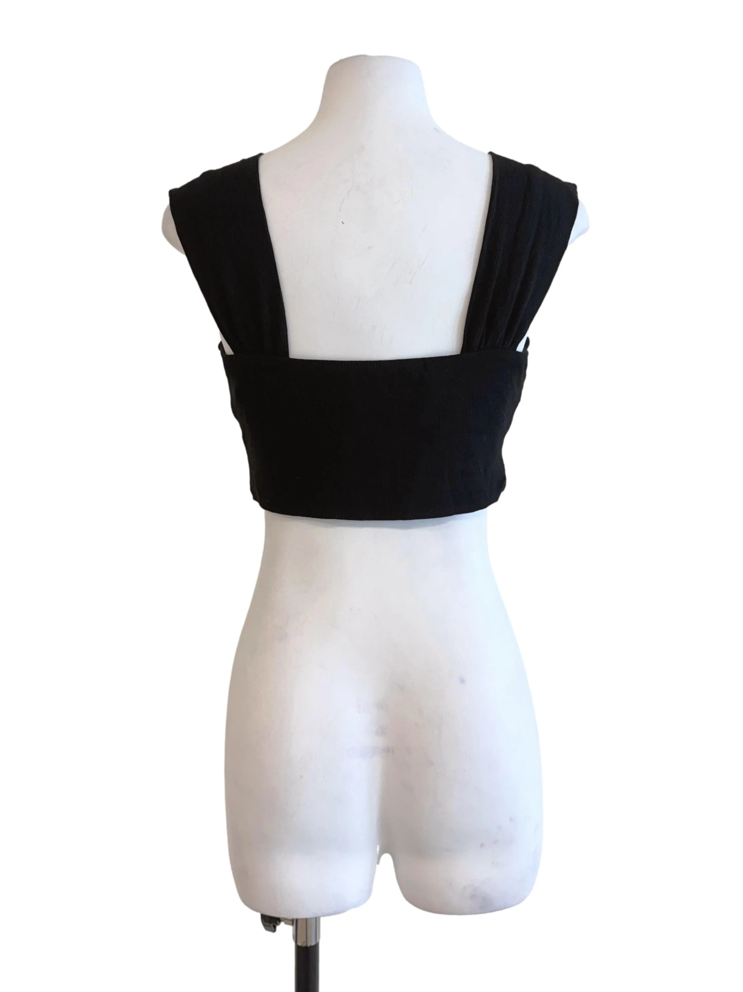 Black Knit Crop Top - Image 2
