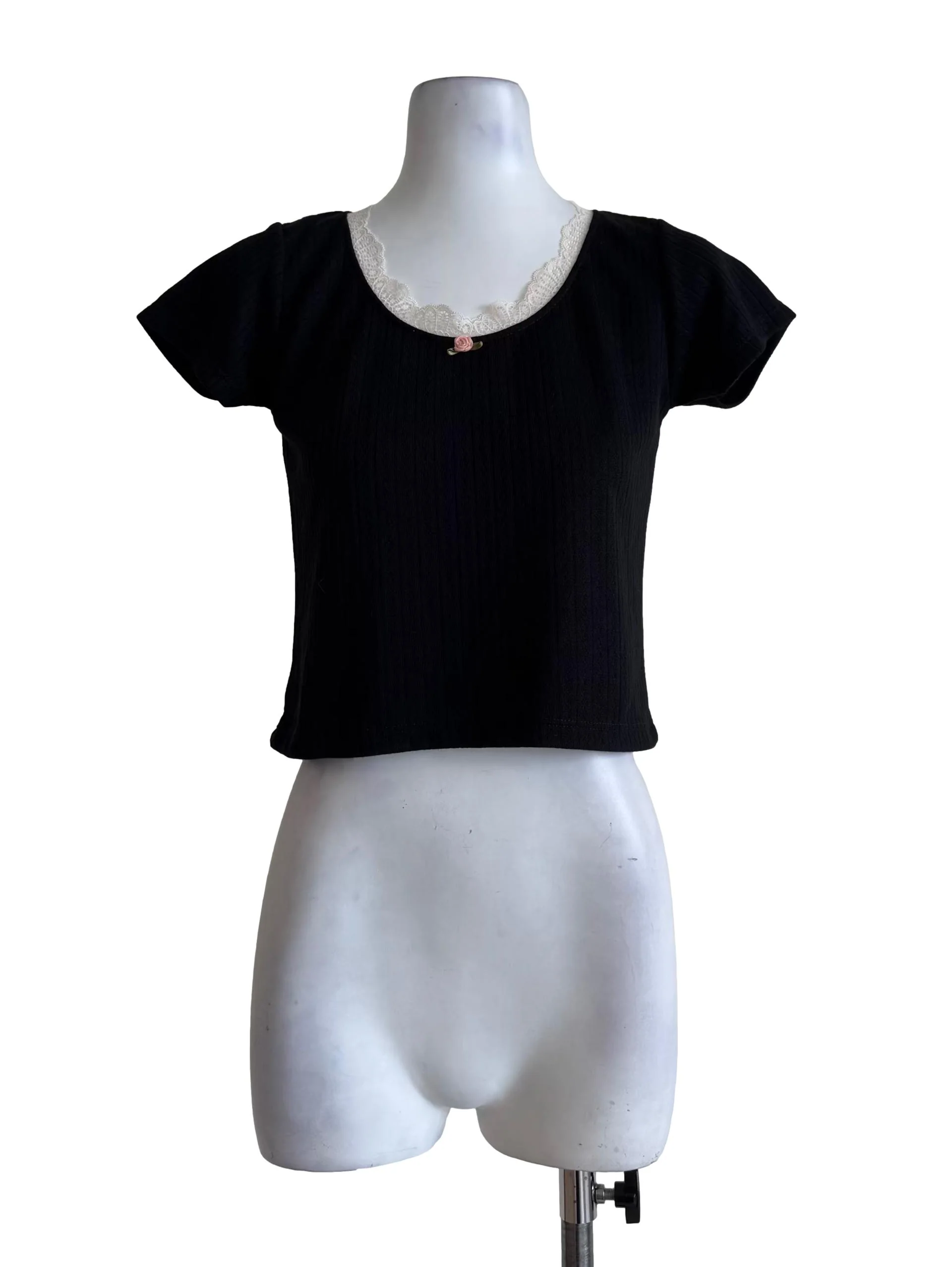 Black Lace Neck Top