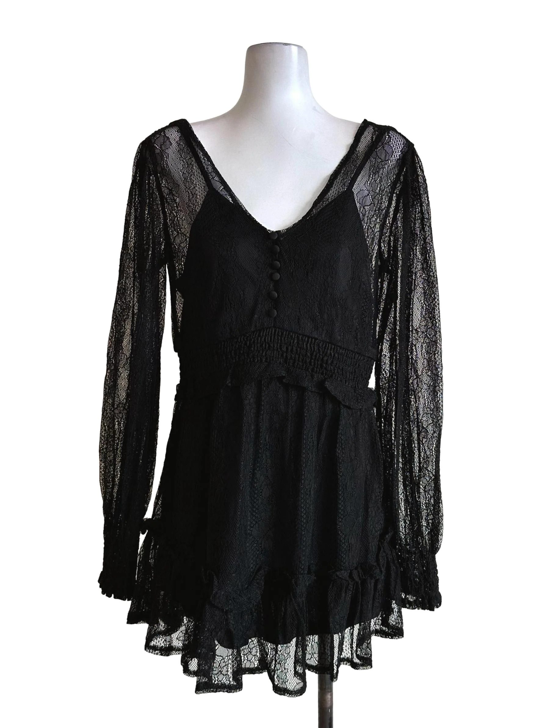 Black Lace Pattern Romper