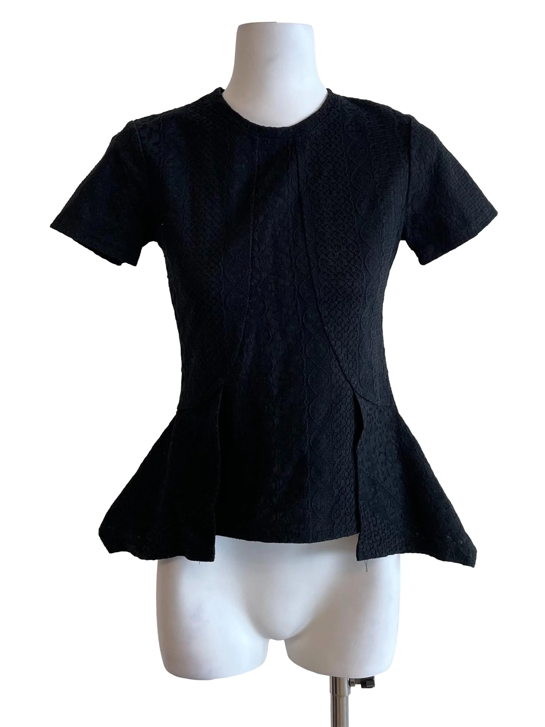 Black Lace Peplum Skinny Top