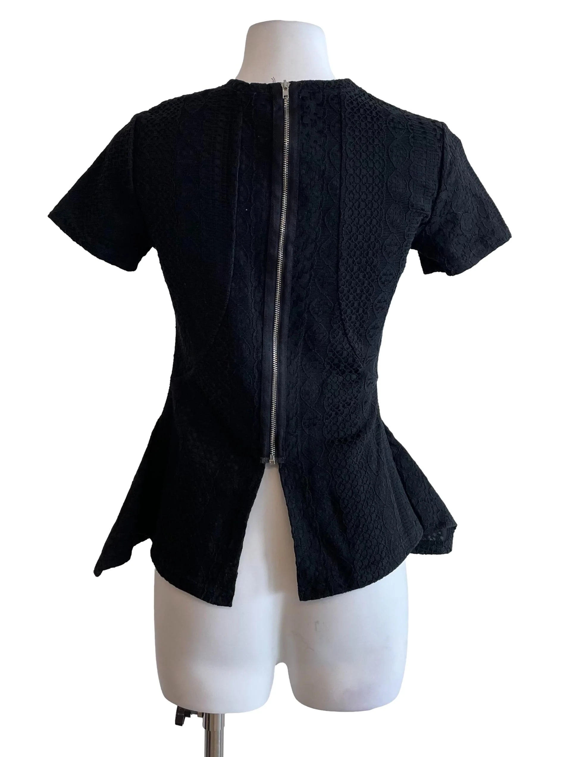 Black Lace Peplum Skinny Top - Image 2