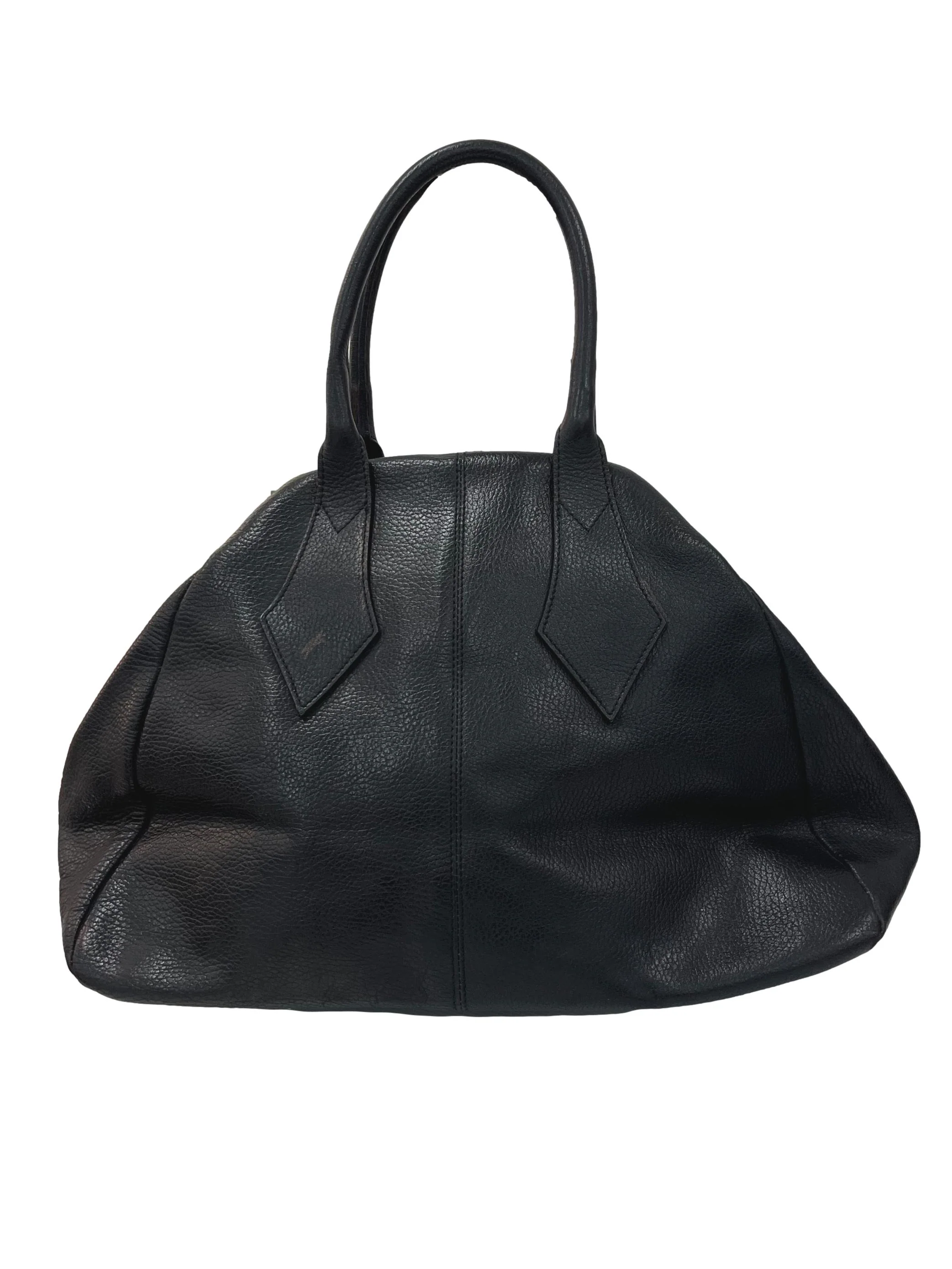 Black Leather Handle Handbag - Image 2