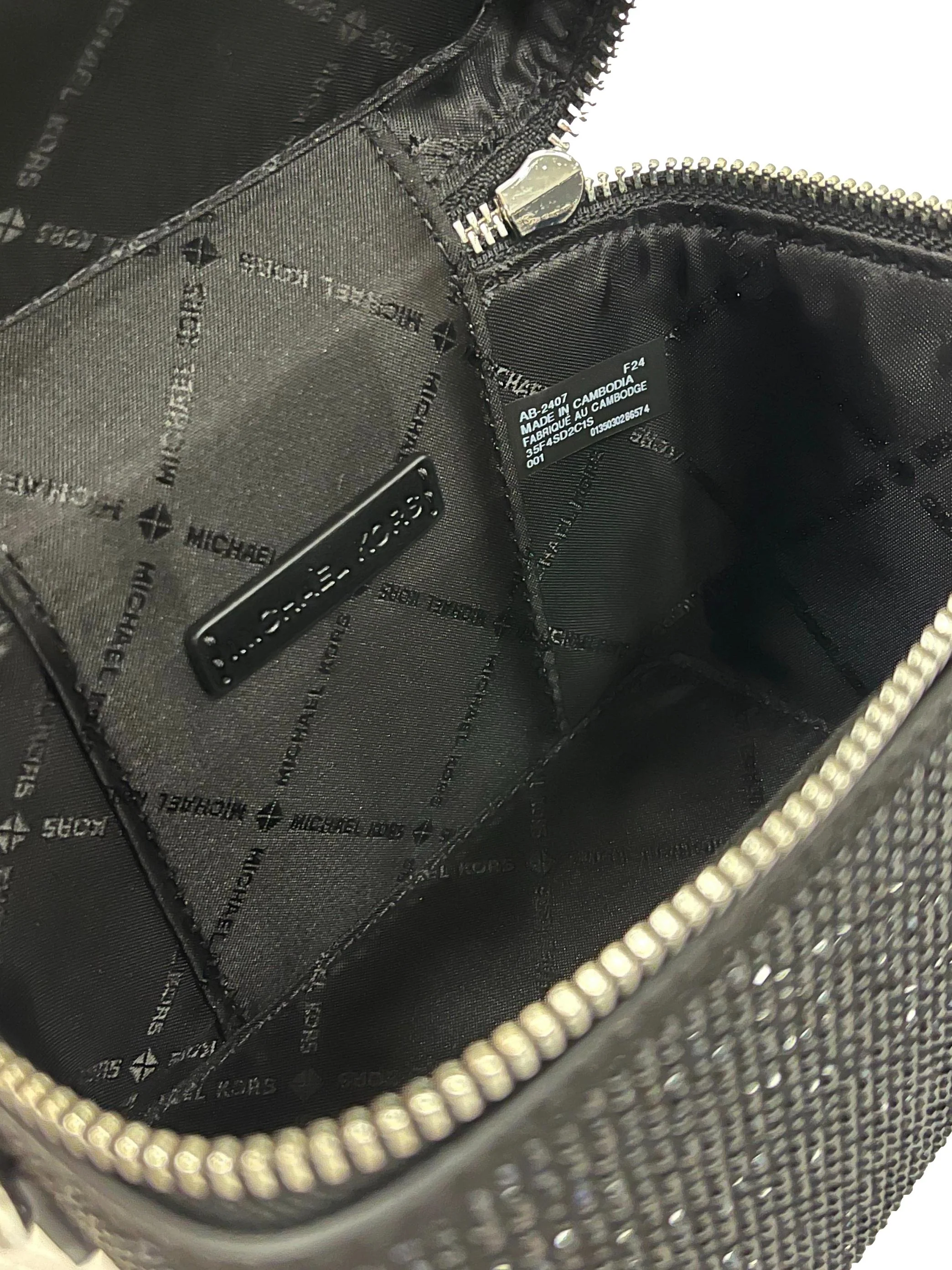 Black Leather Sandrine Glitter Small Box Crossbody Bag CSN - Image 3
