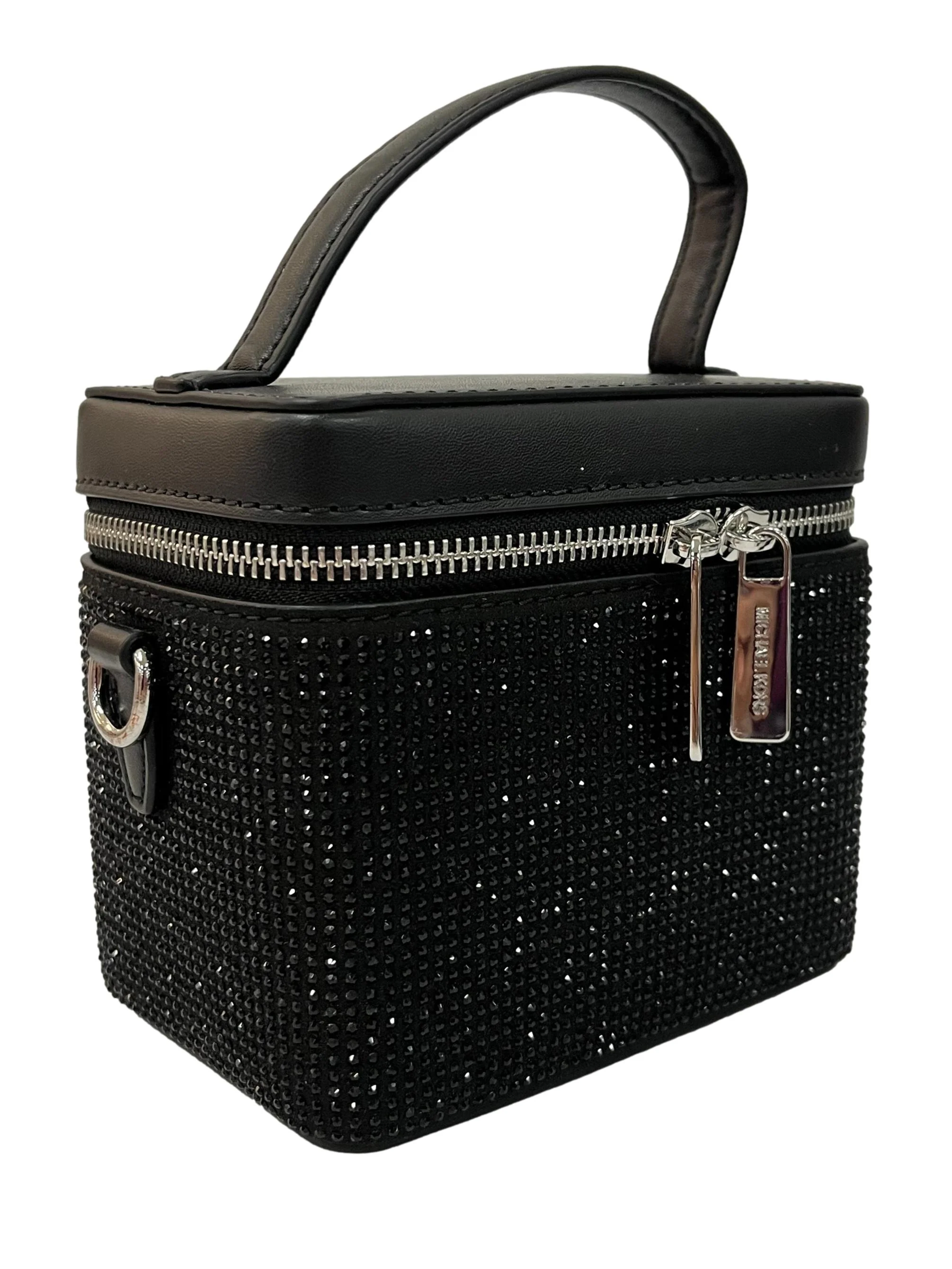 Black Leather Sandrine Glitter Small Box Crossbody Bag CSN - Image 4