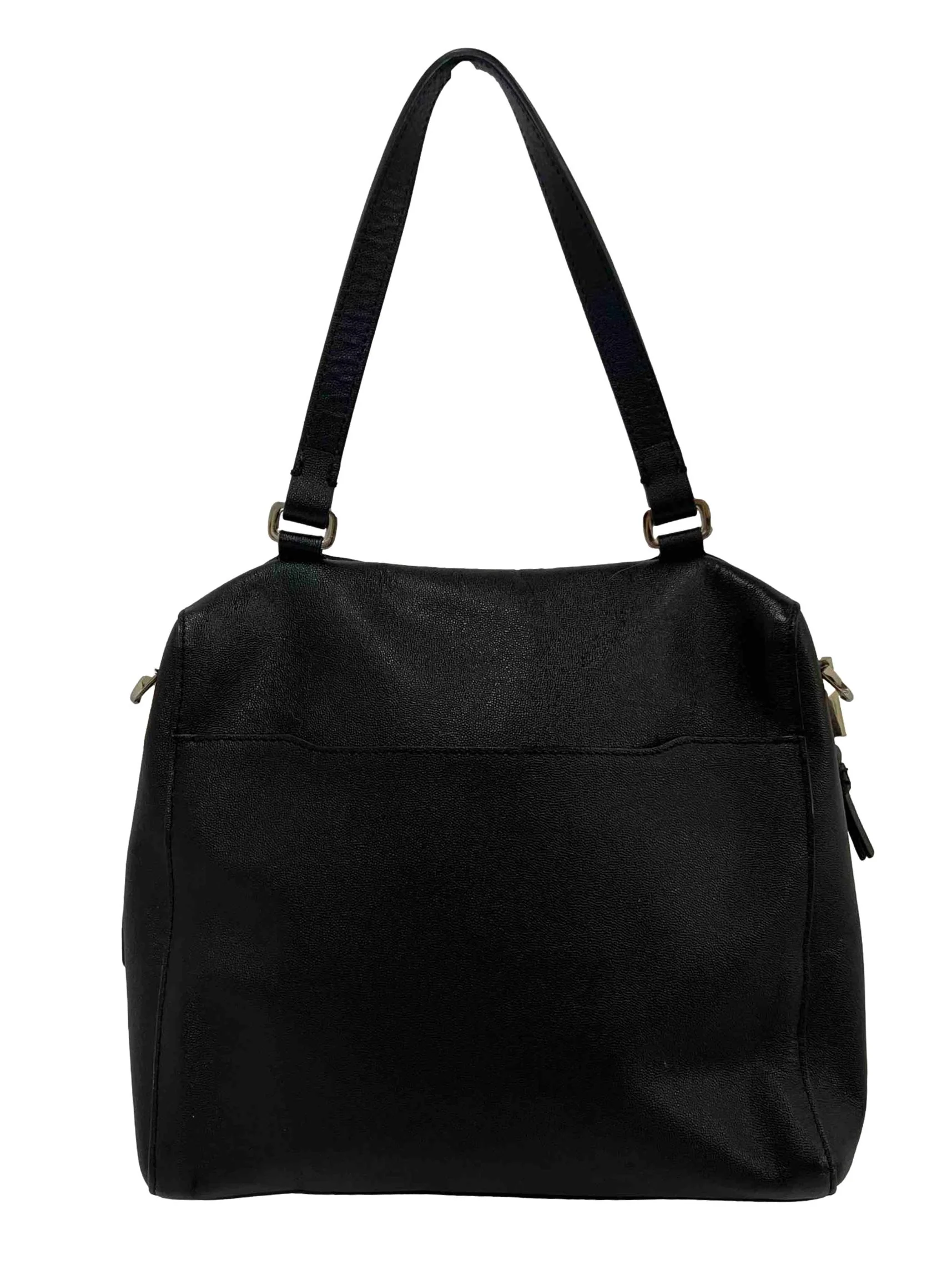 Black Leather Silver Clasp Shoulder Bag - Image 2
