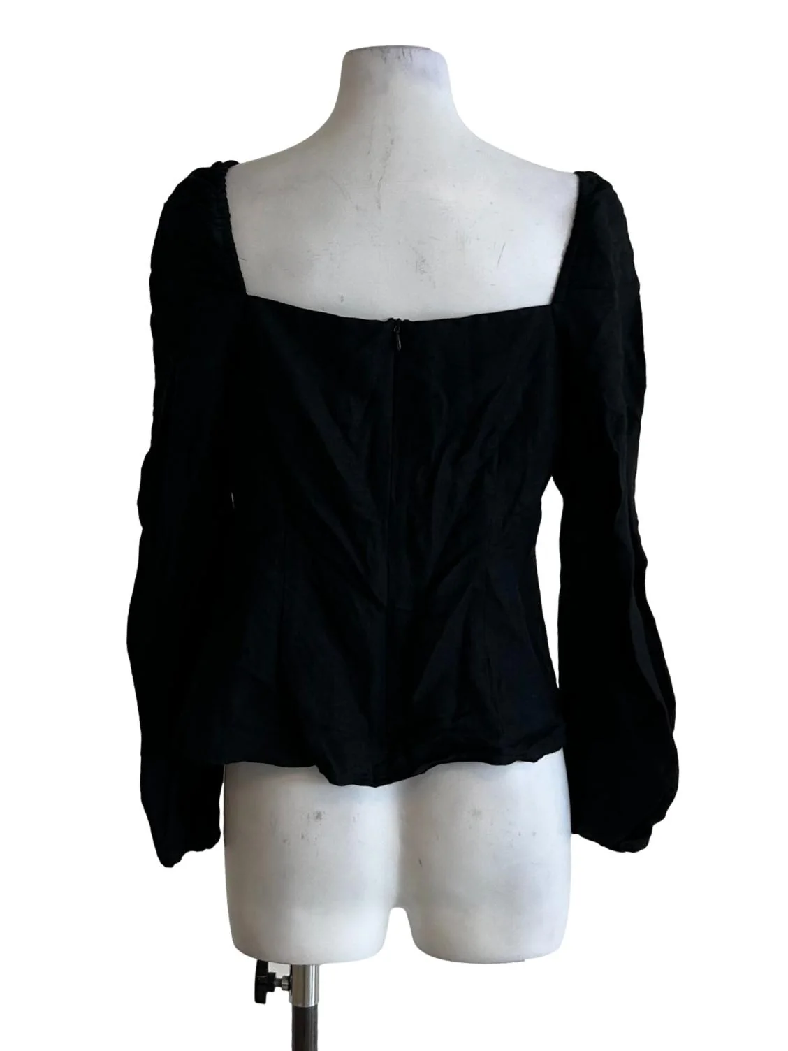 Black Linen Square Neck Tops - Image 2