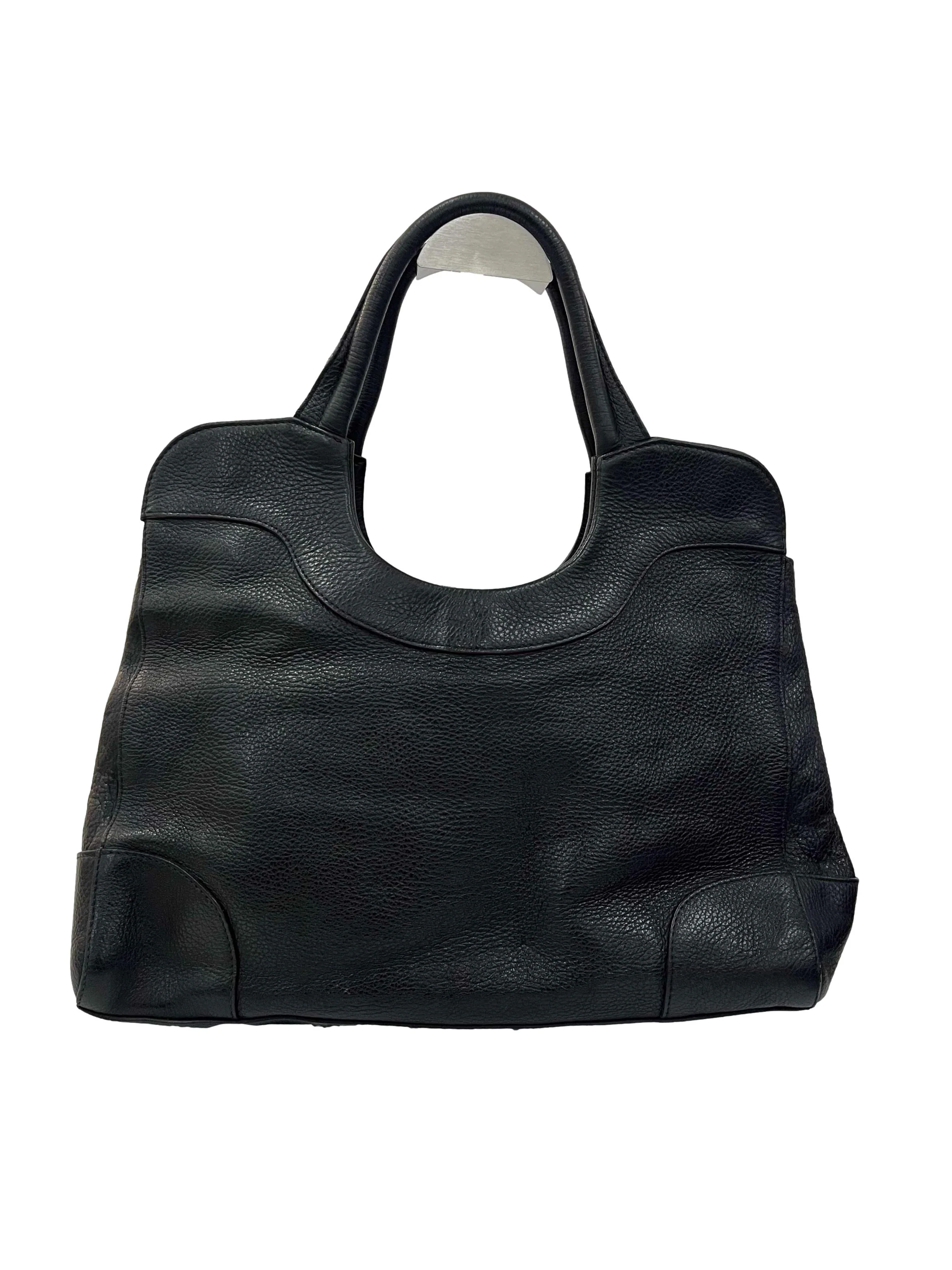 Black Lock Charm Studded Leather Handbag - Image 2