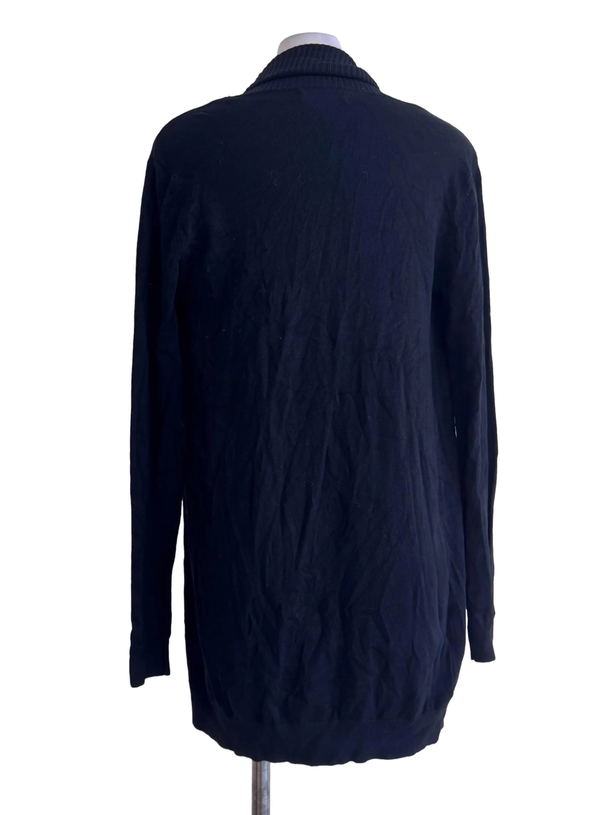 Black Long Sleeve Knit Cardigan - Image 2