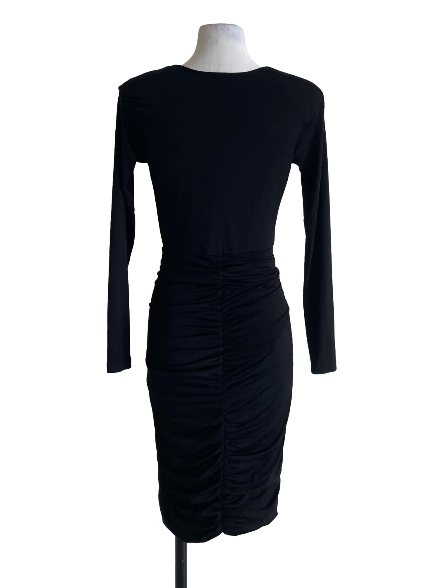 Black Deep V Neck Bodycon Dress - Image 2