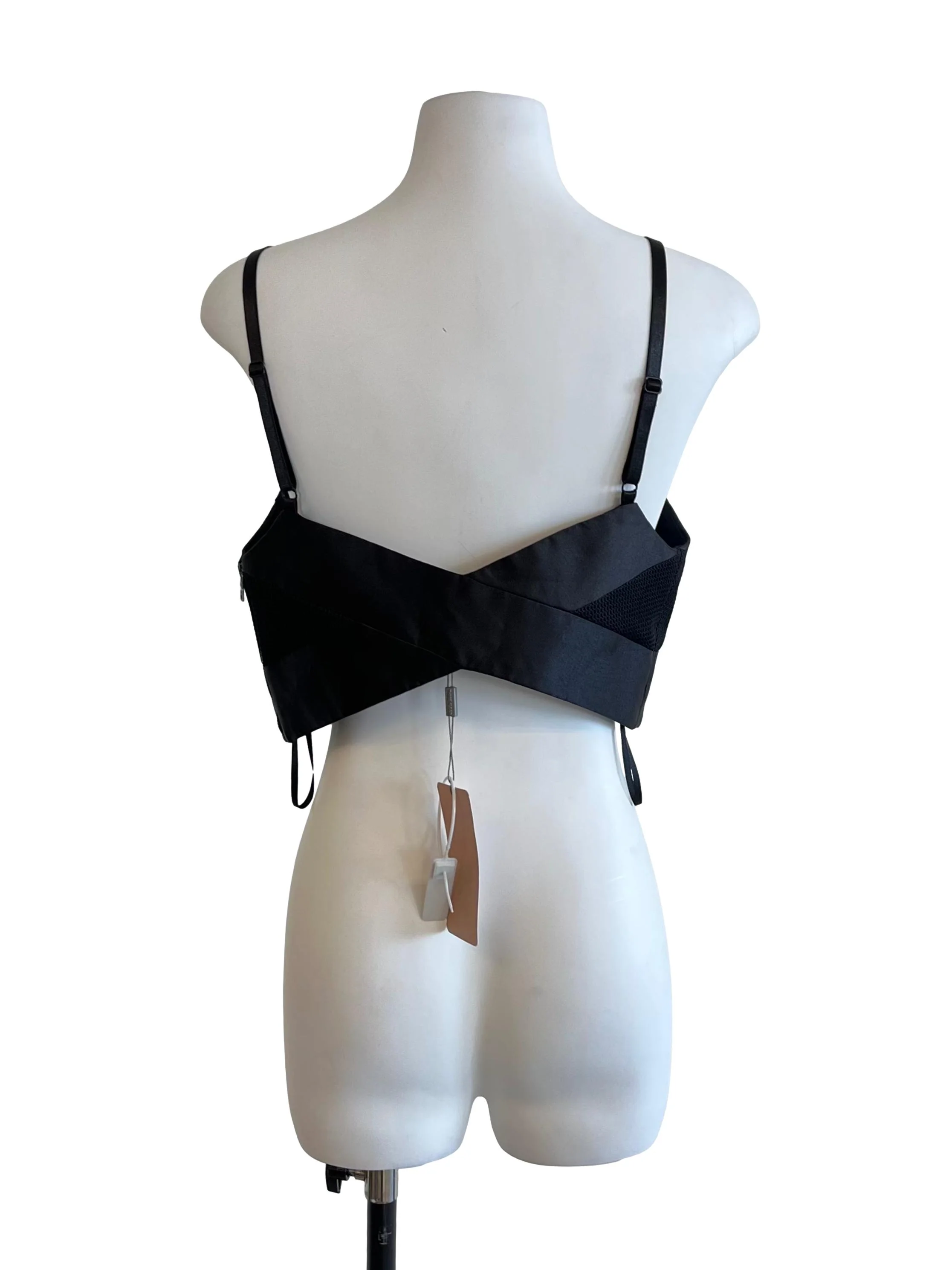 Black Multi Textured Cropped Top - Image 2