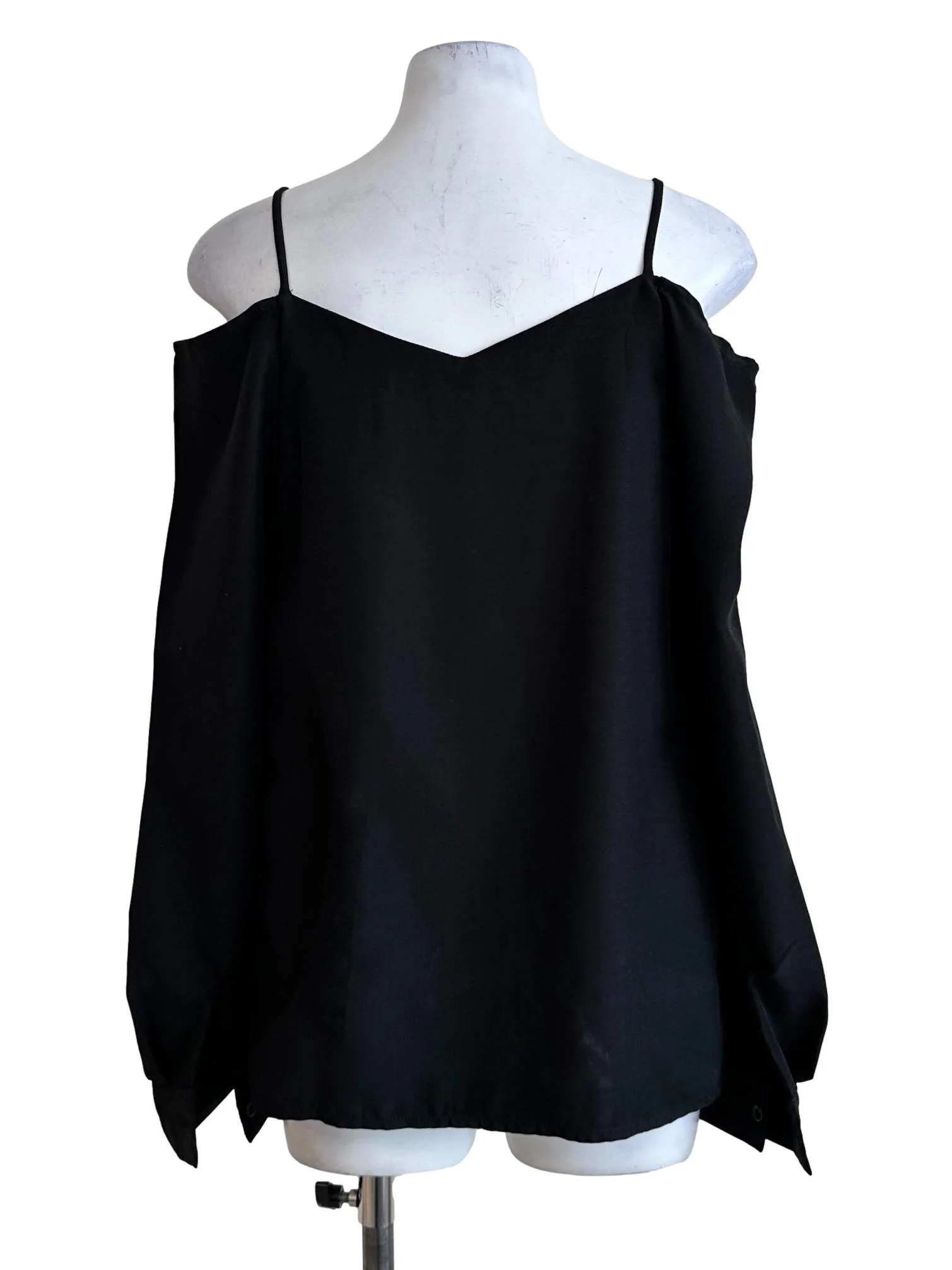 Black Off Shoulder Strappy Blouse - Image 2