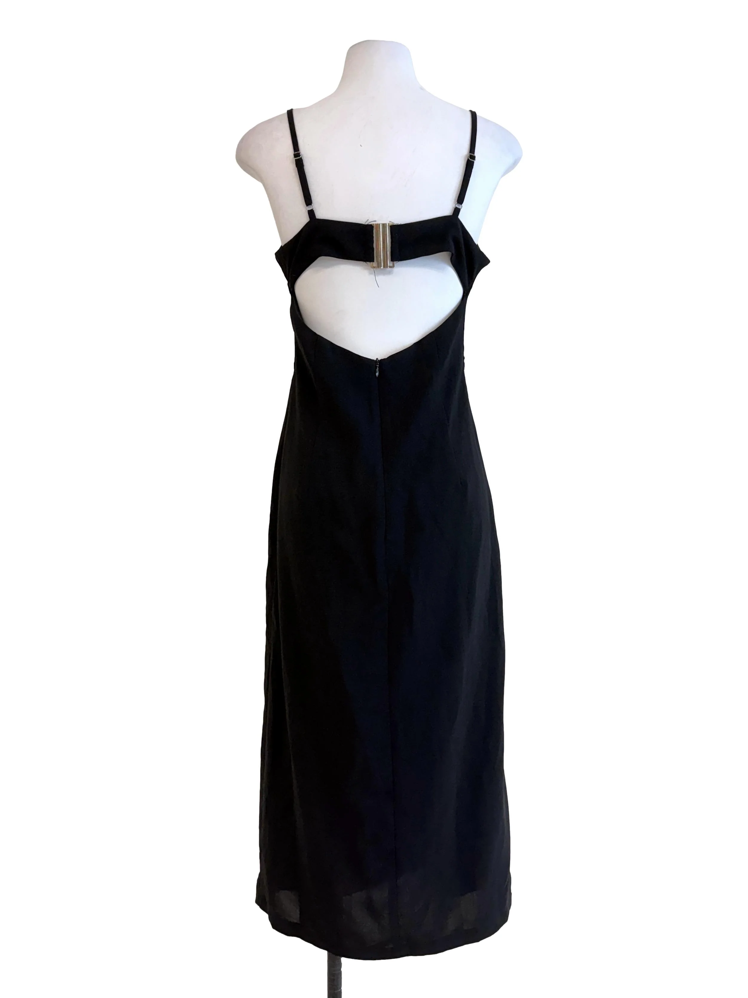Black Open Back Slip Dress YHF - Image 2