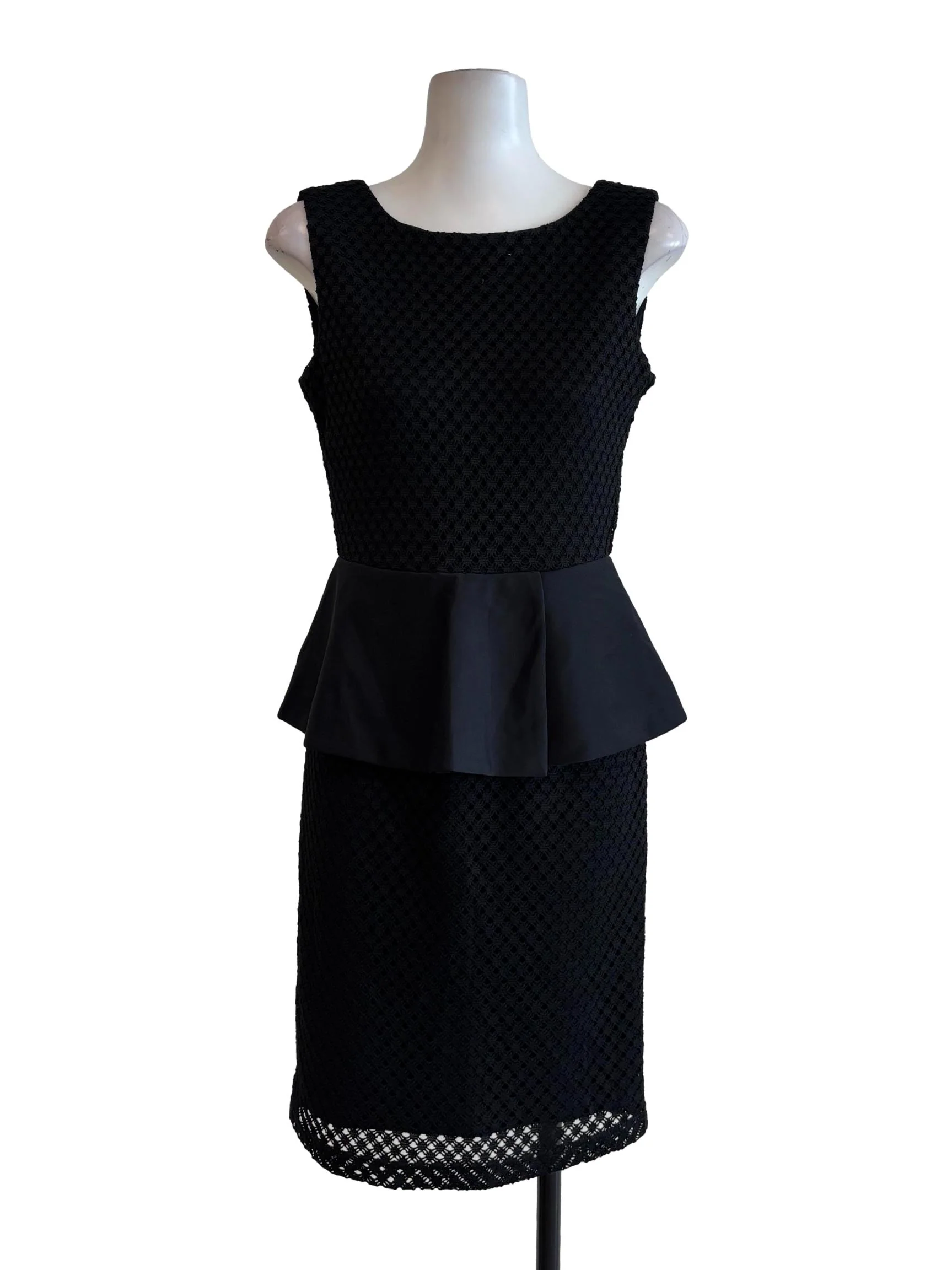 Black Outer Lace Peplum Sleeveless Dress