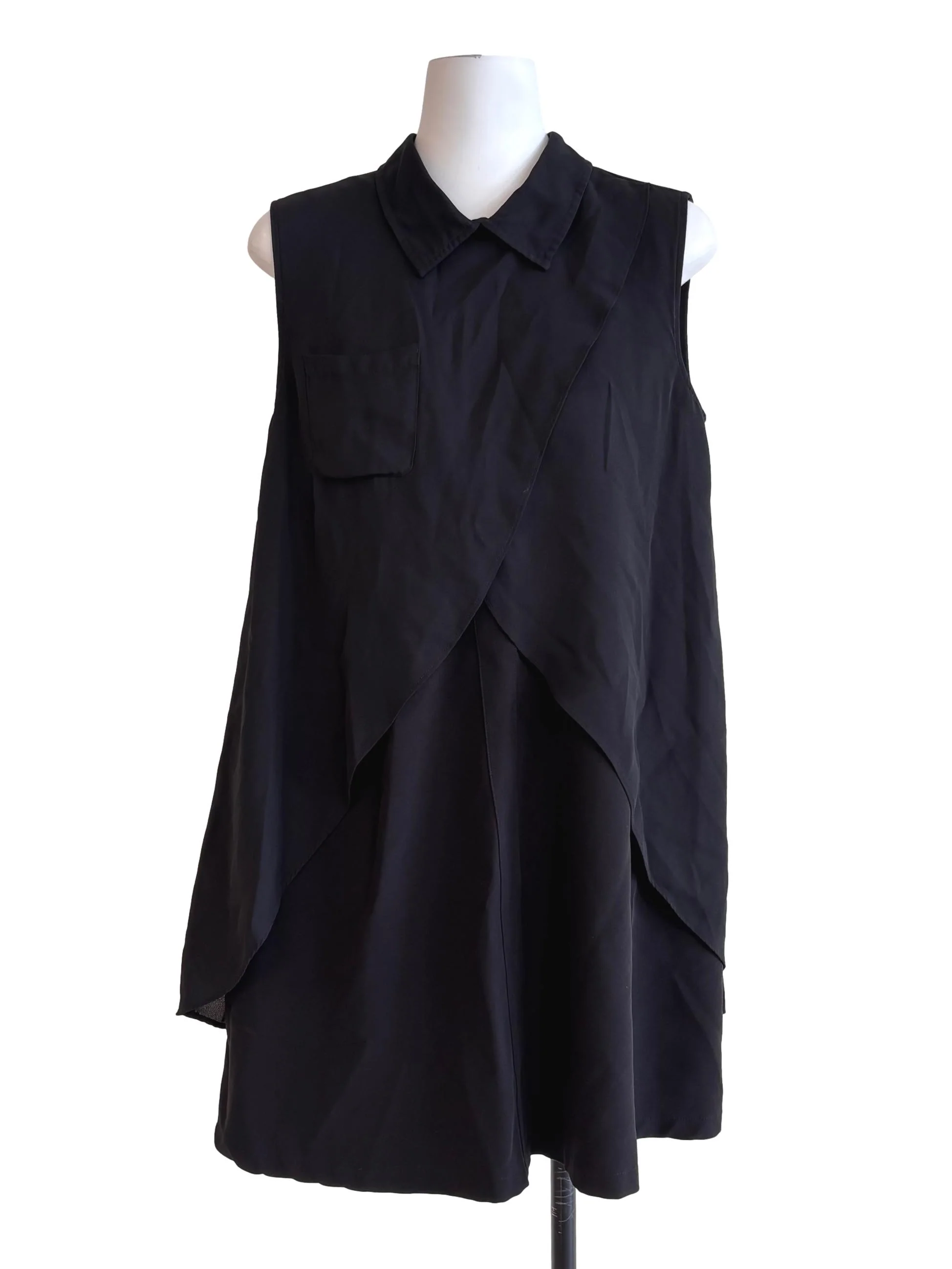 Black Overlay Collared Dress