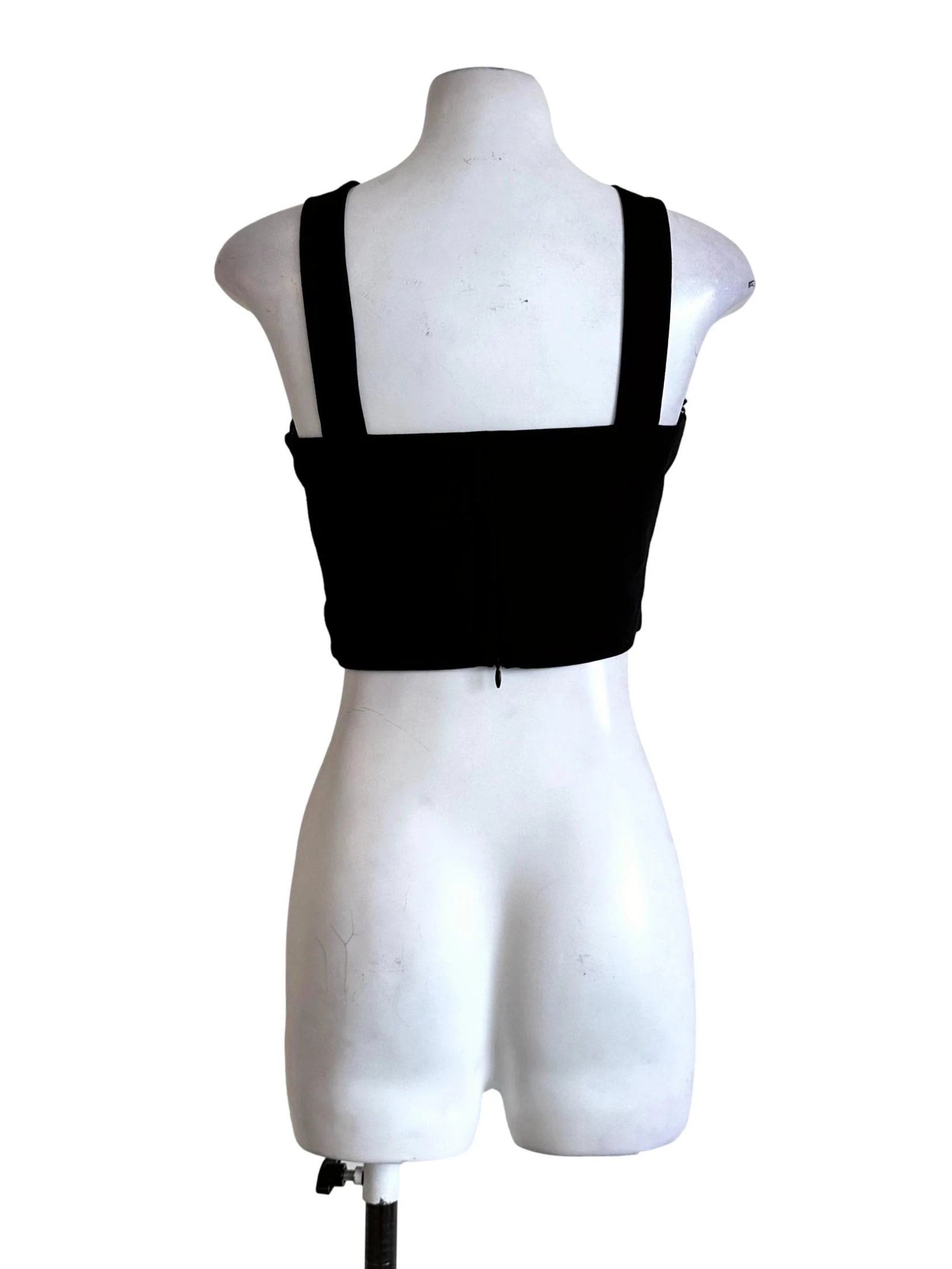 Black Padded Halter Crop Top - Image 2