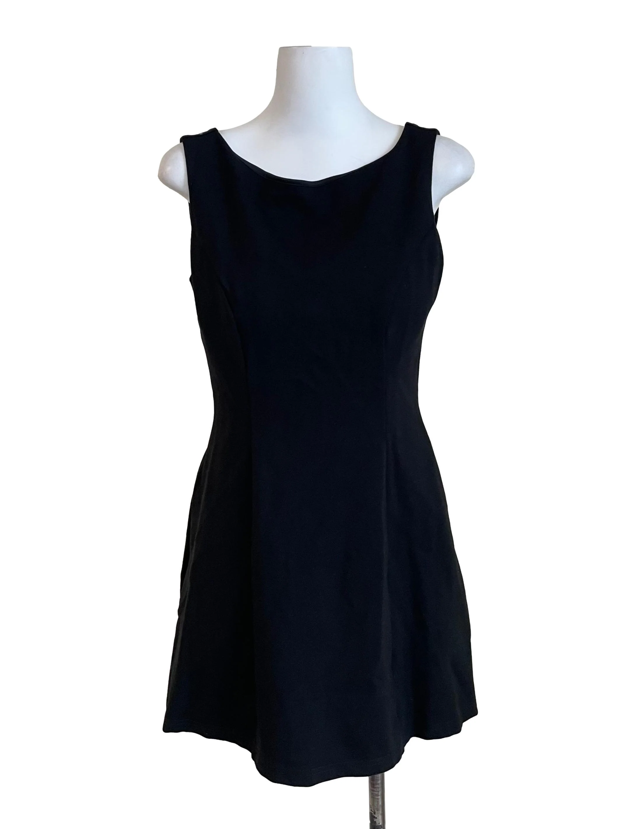 Black Panelled Boat Neck Dress