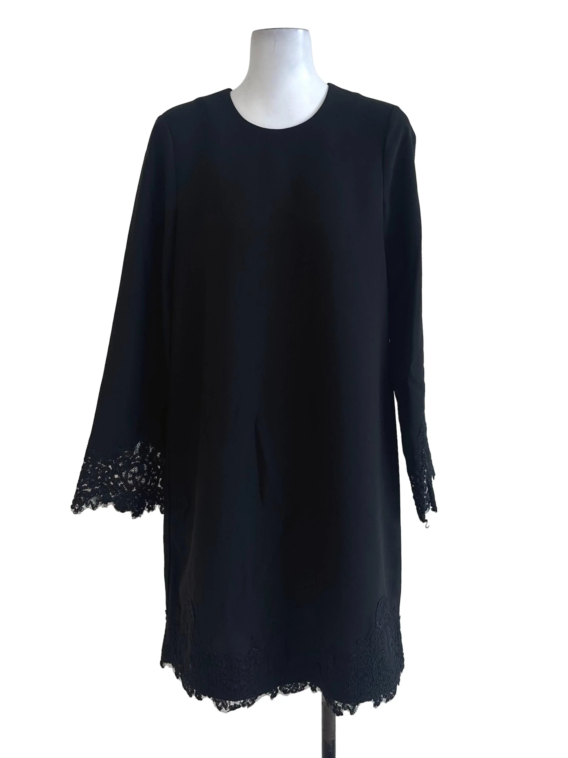 Black Plain Lace Border Long Top