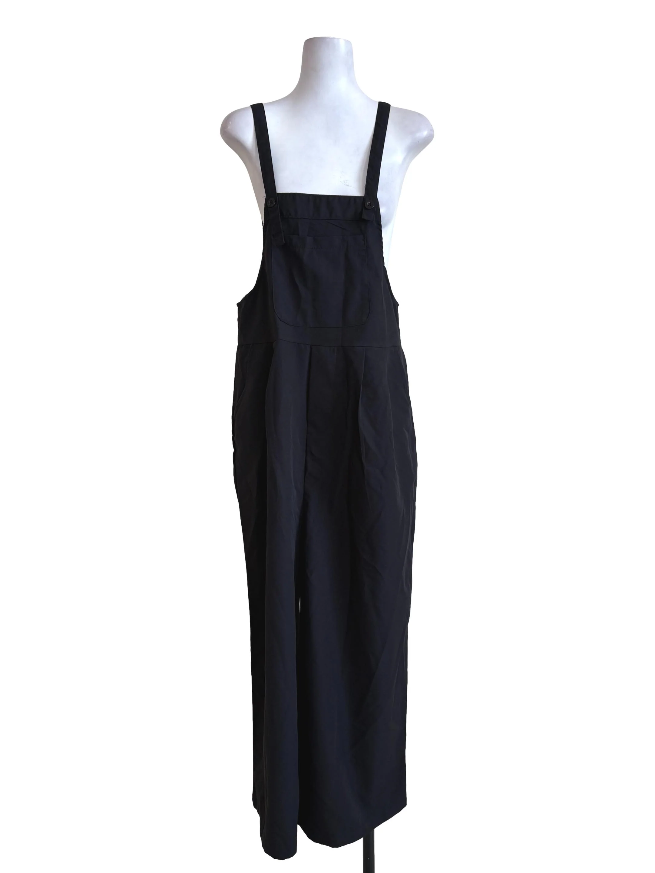 Black Pleated Apron All-Over Jumpsuit