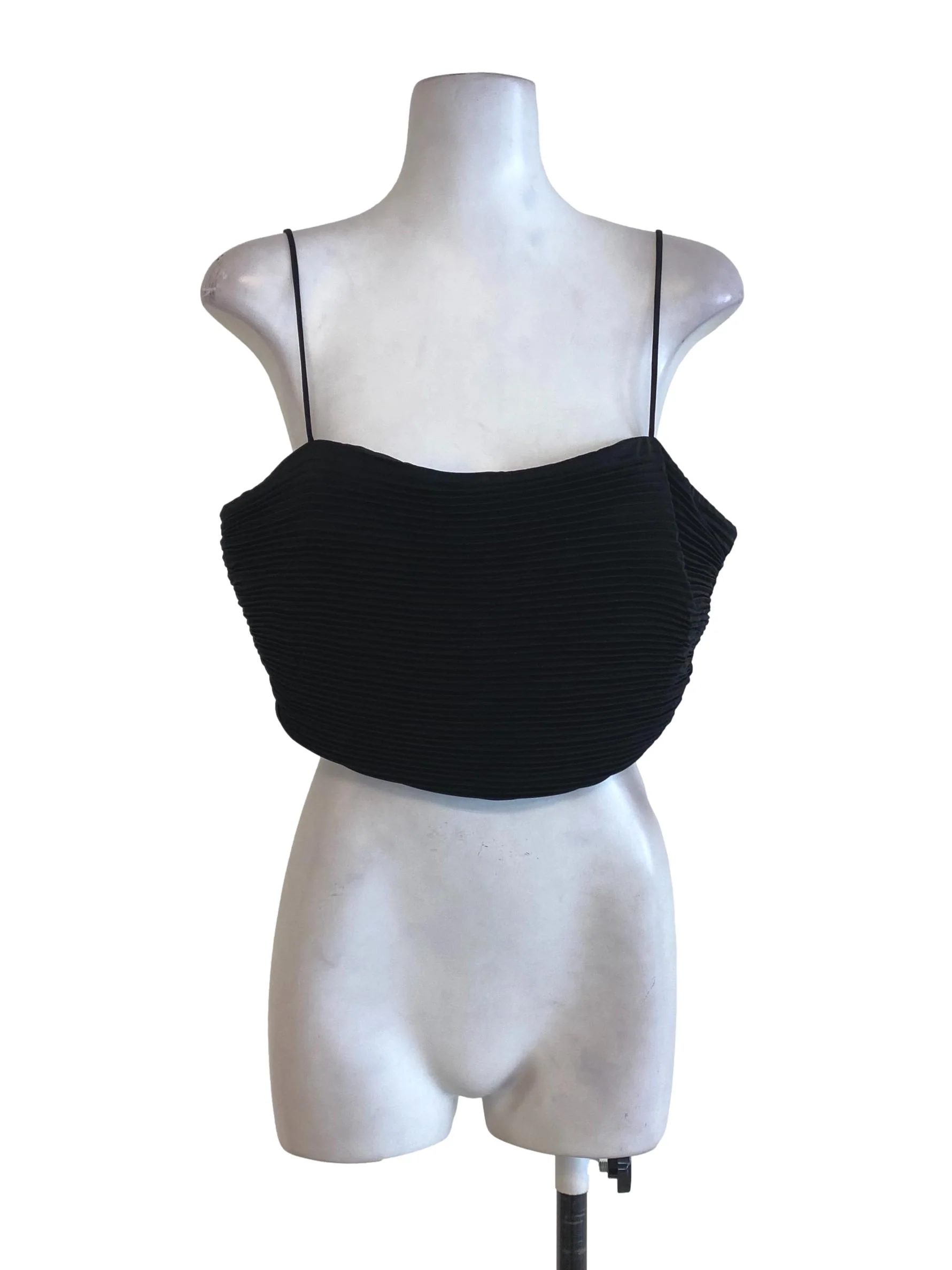 Black Pleated Crop Top LB