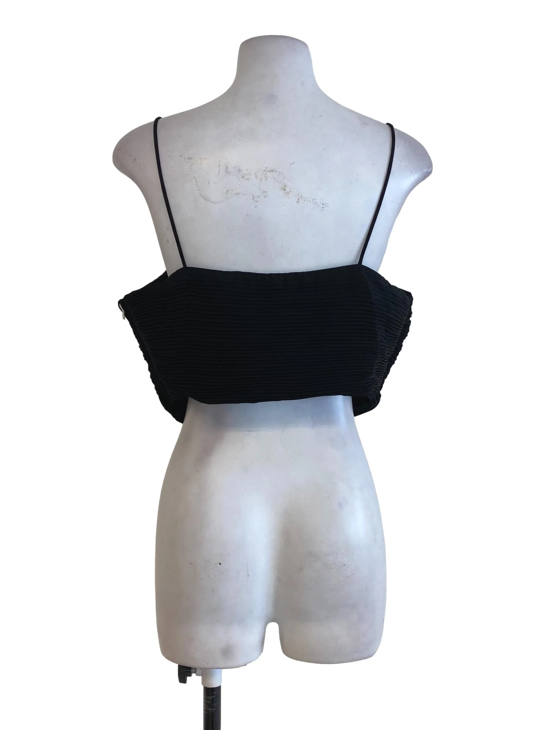 Black Pleated Crop Top LB - Image 2