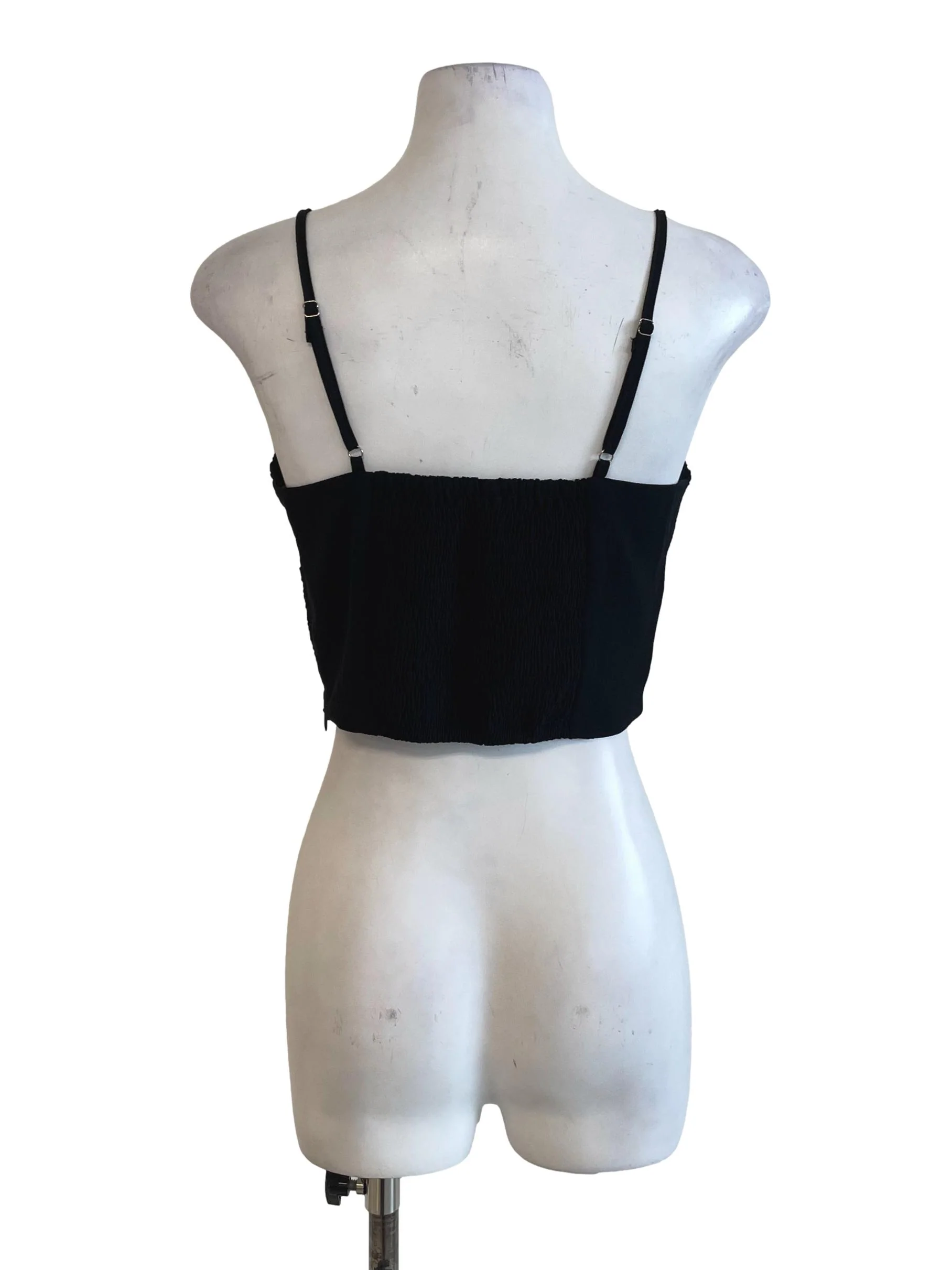 Black Pleated Heart Neck Top - Image 2