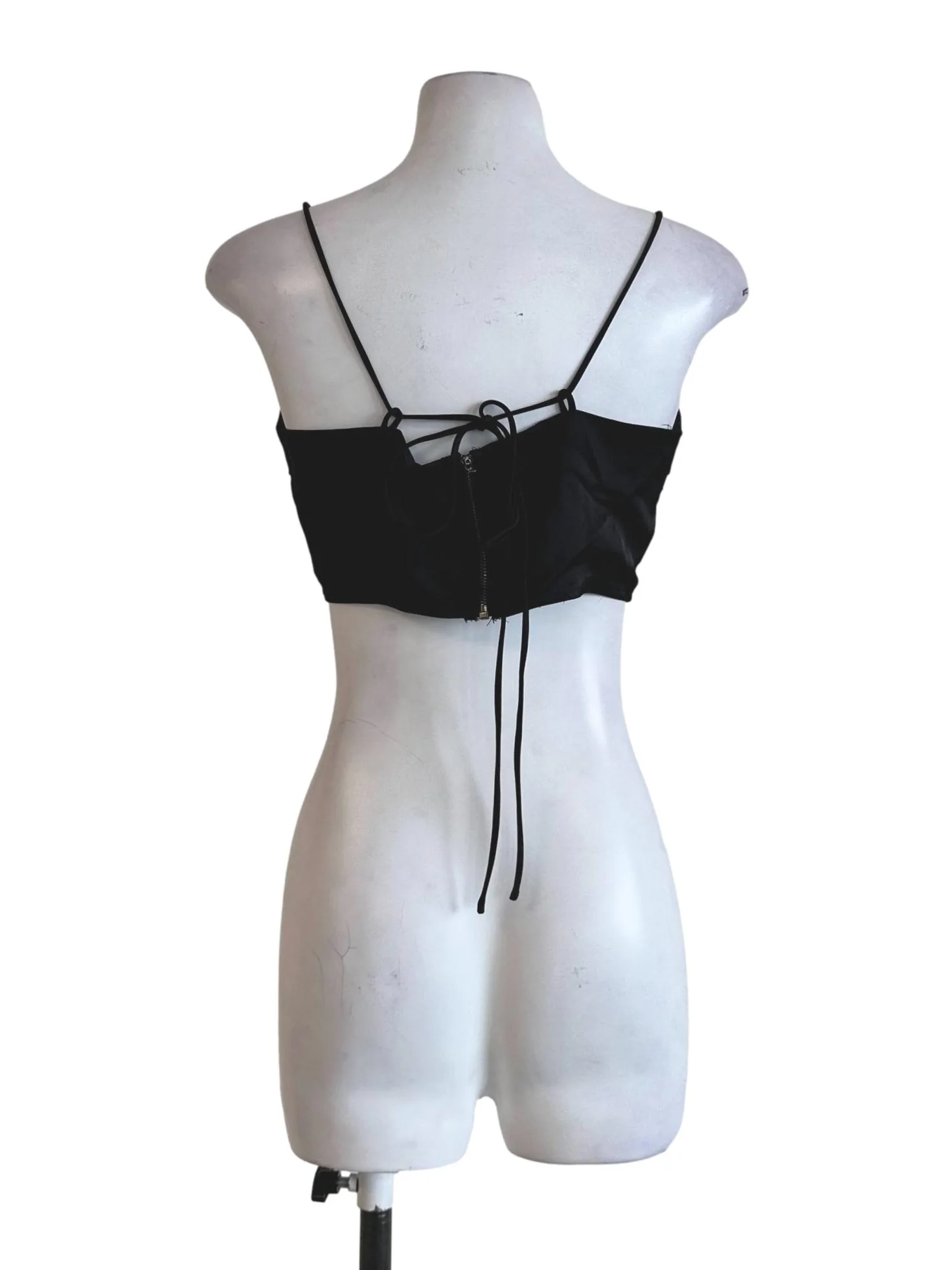 Black Pleated Spaghetti Strap Top - Image 2
