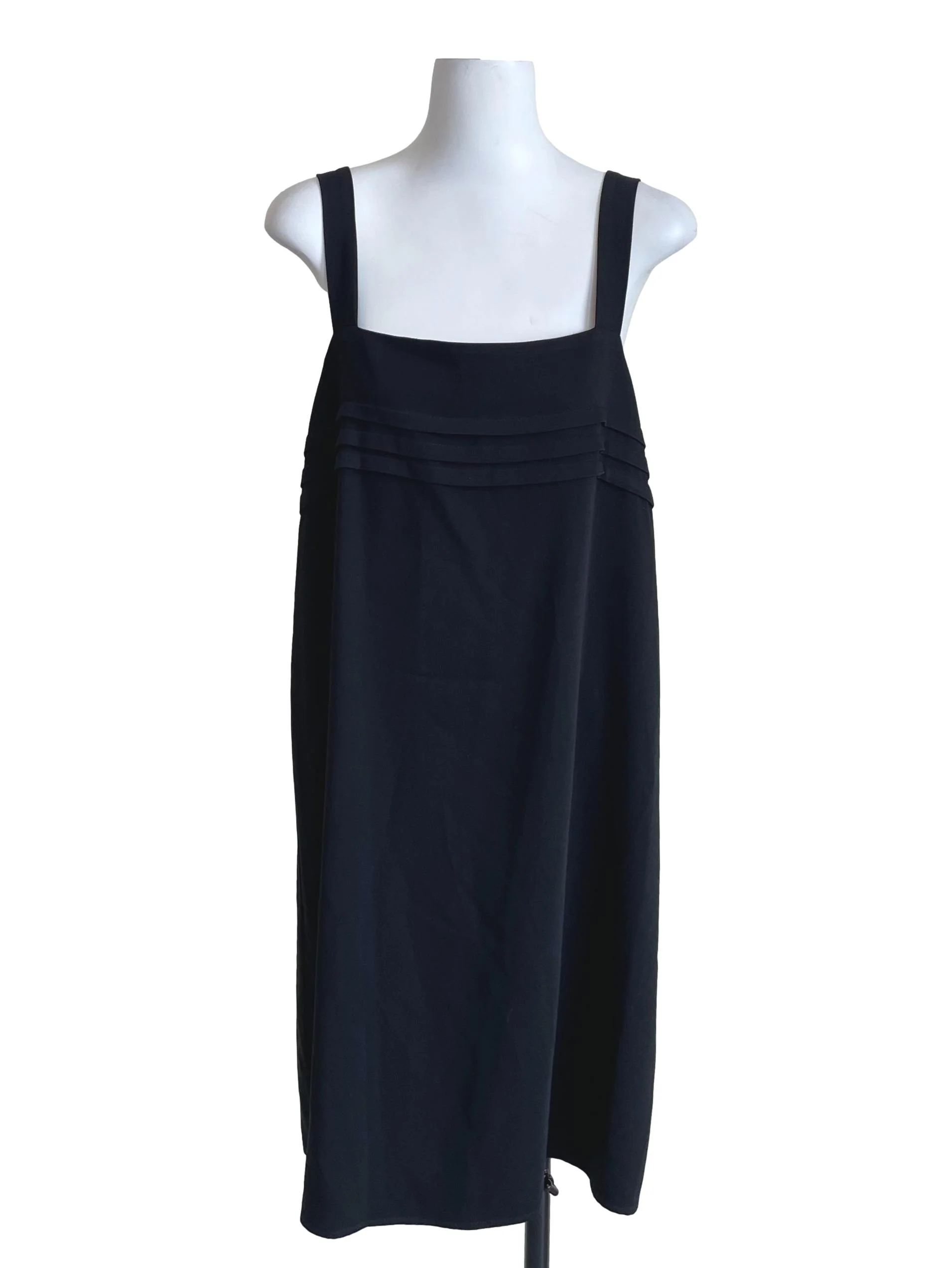 Black Pleats Straight Dress