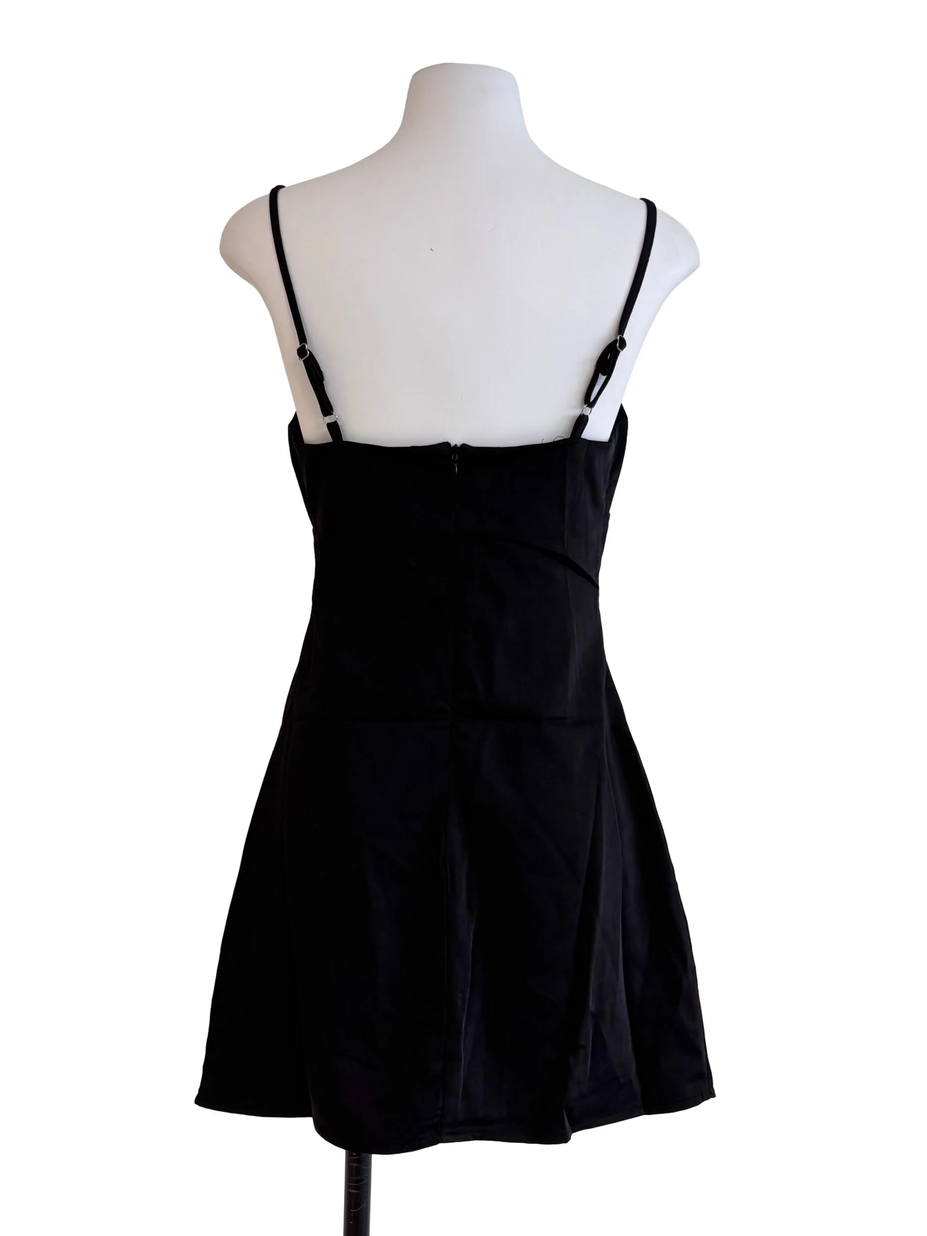 Black Plunge Neckline Button Dress - Image 2