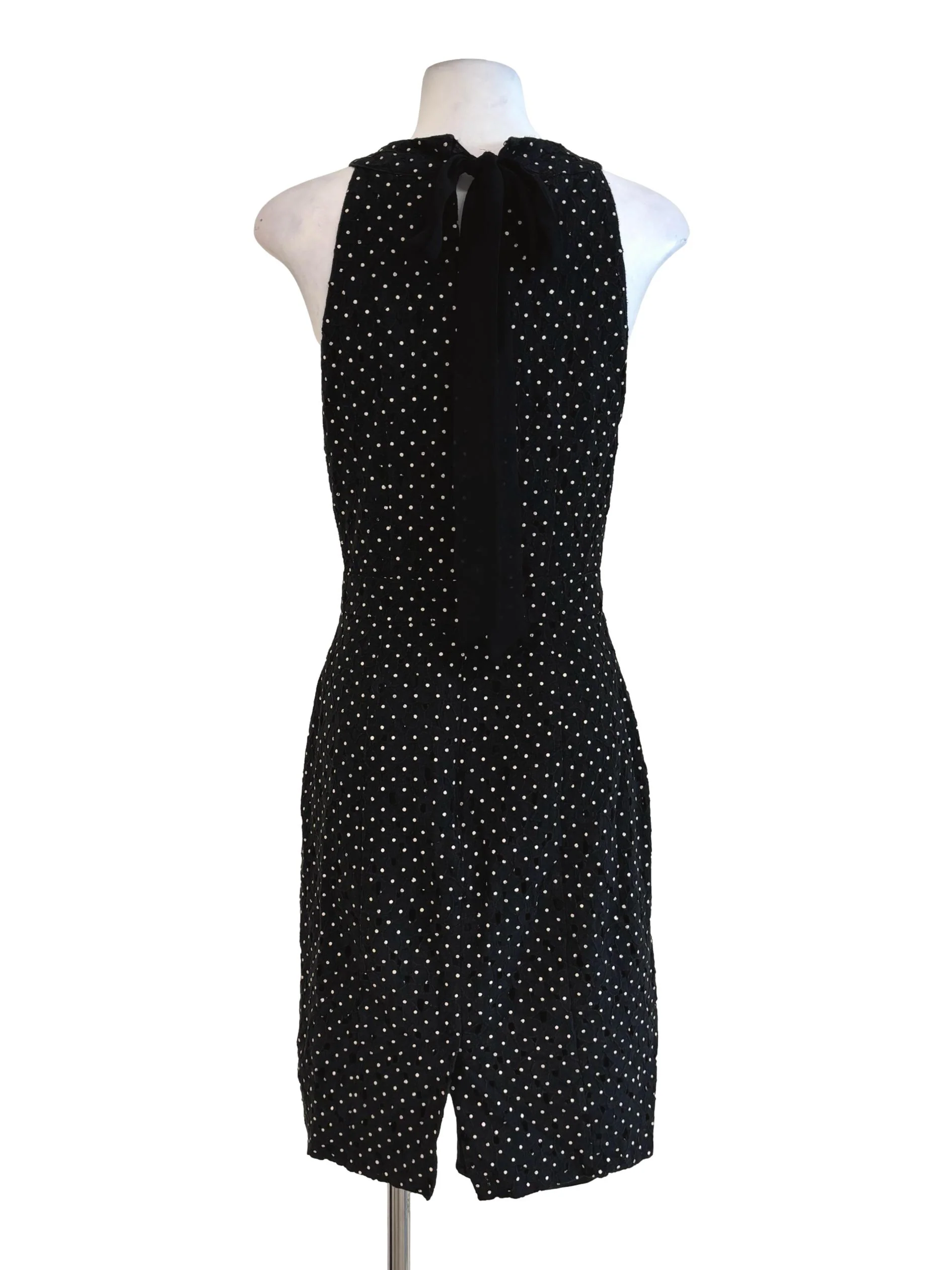 Black Polka Dot Cotton Eyelet Dress - Image 2