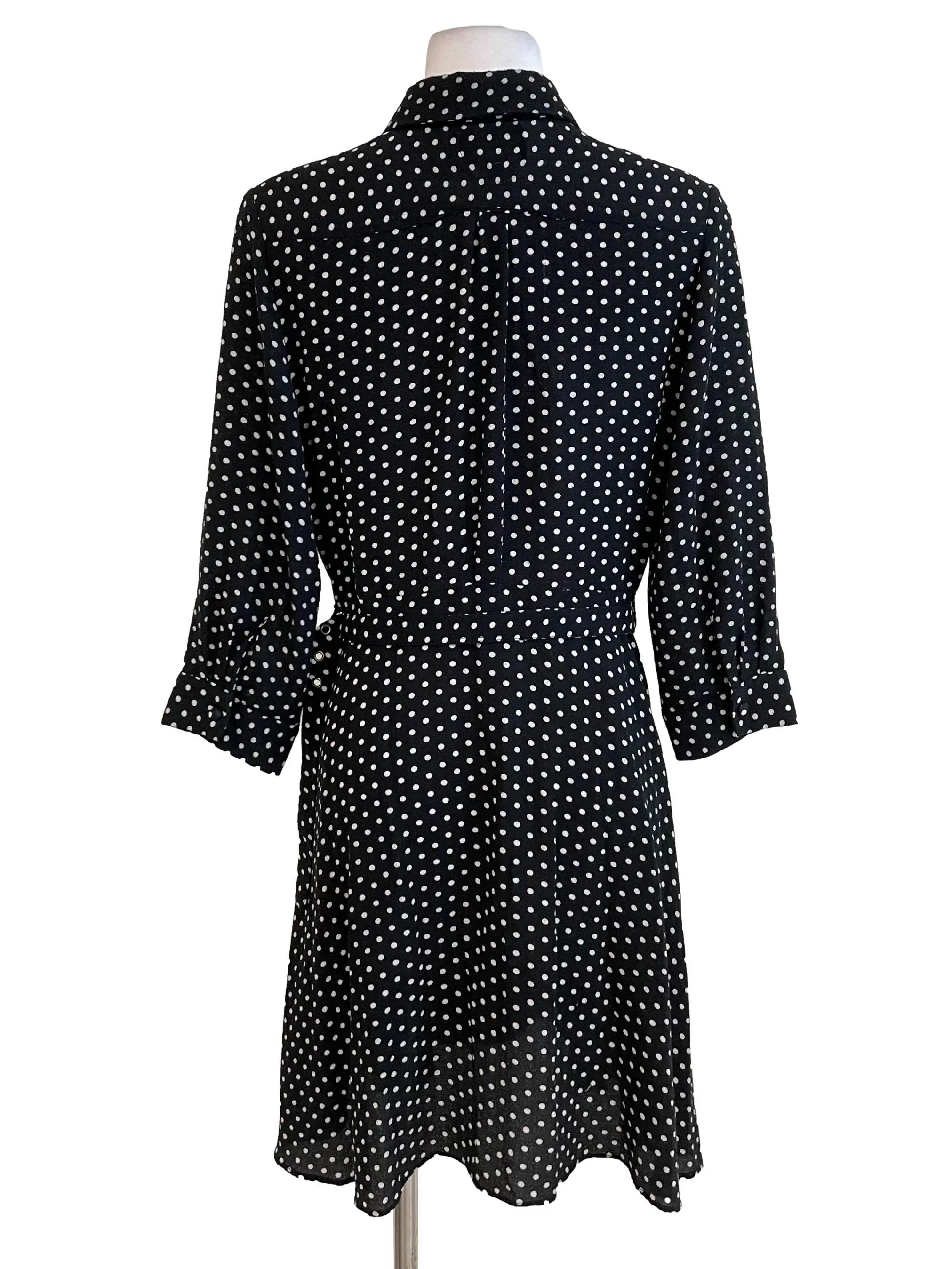 Black Polka Dots Shirt Dress - Image 2