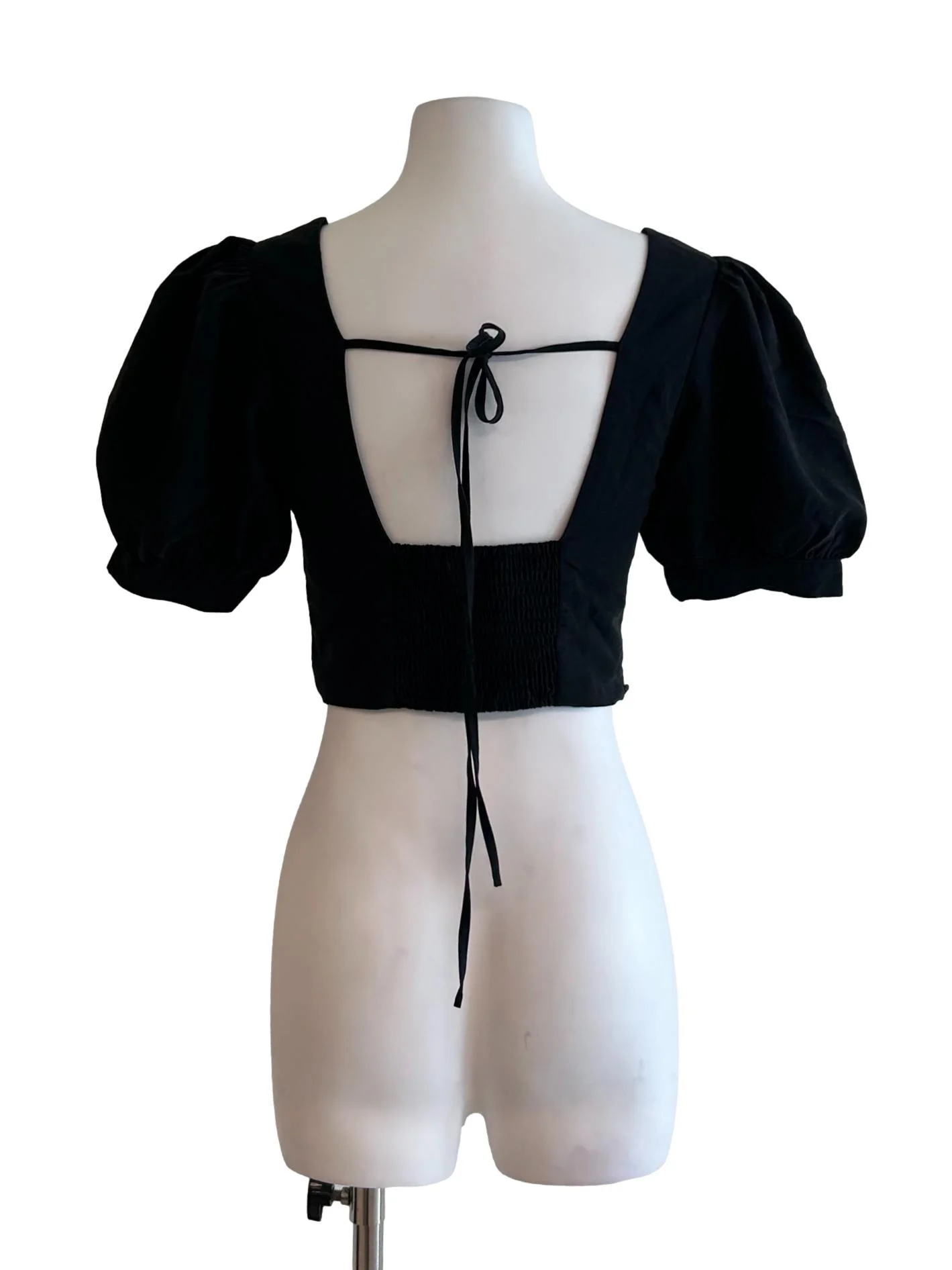 Black Puff Sleeved Top - Image 2